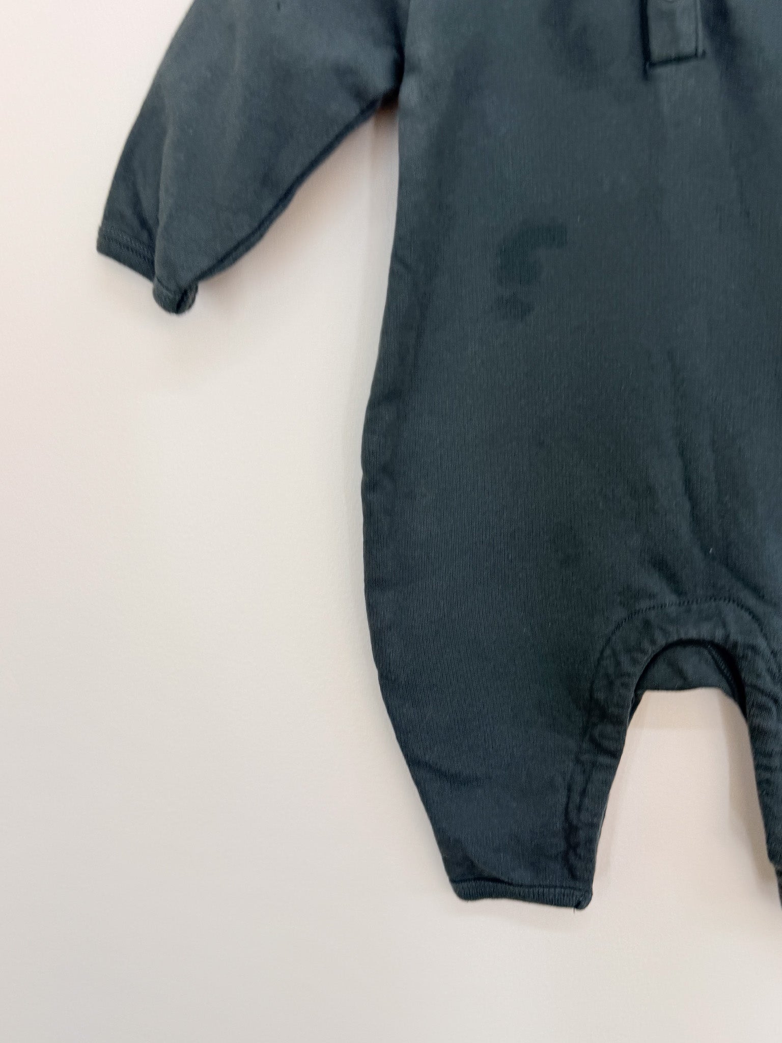 Nature Baby organic fleece henley romper (0-3m)