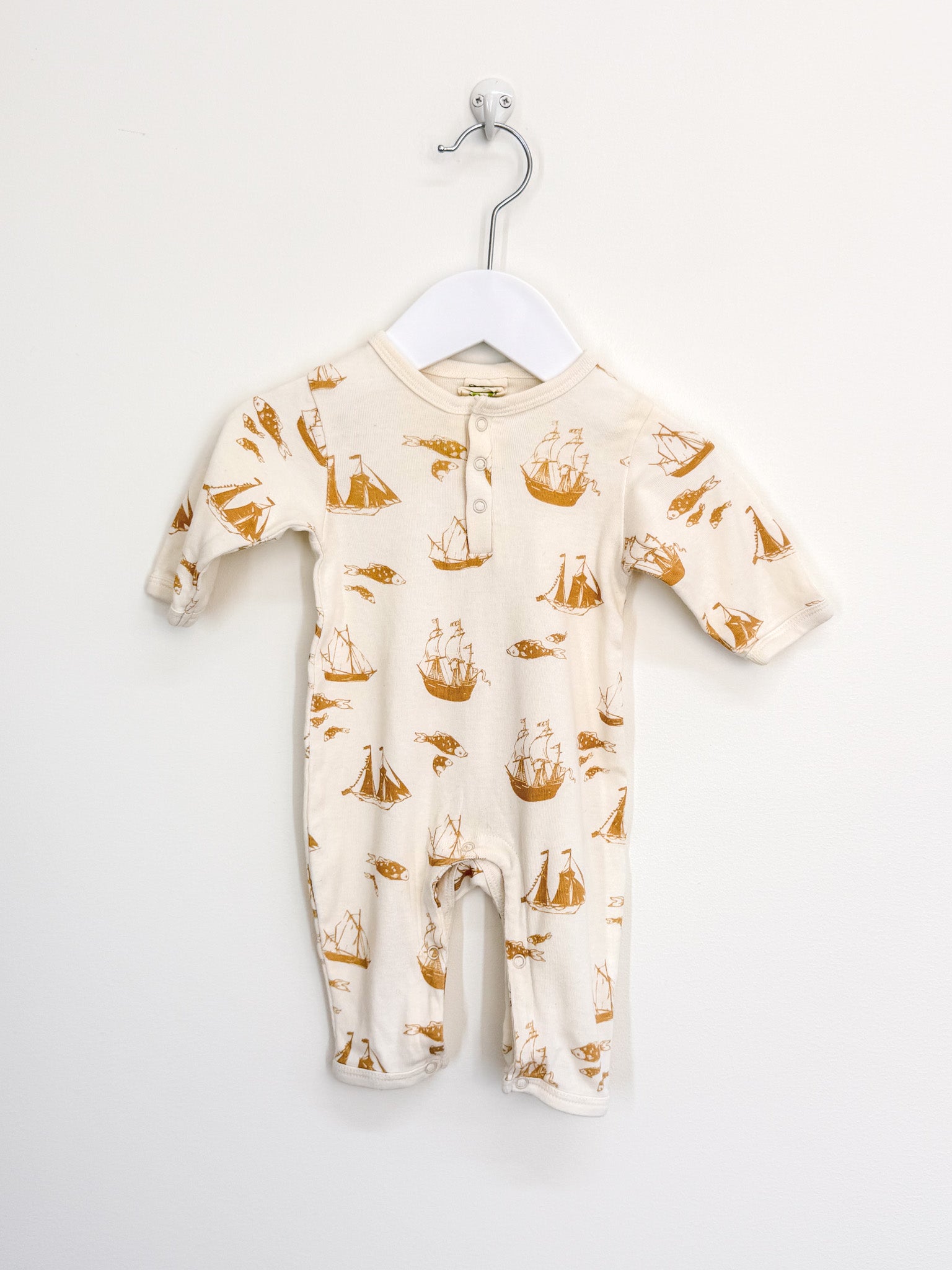 Nature Baby organic henley PJ suit - voyage (0-3m)