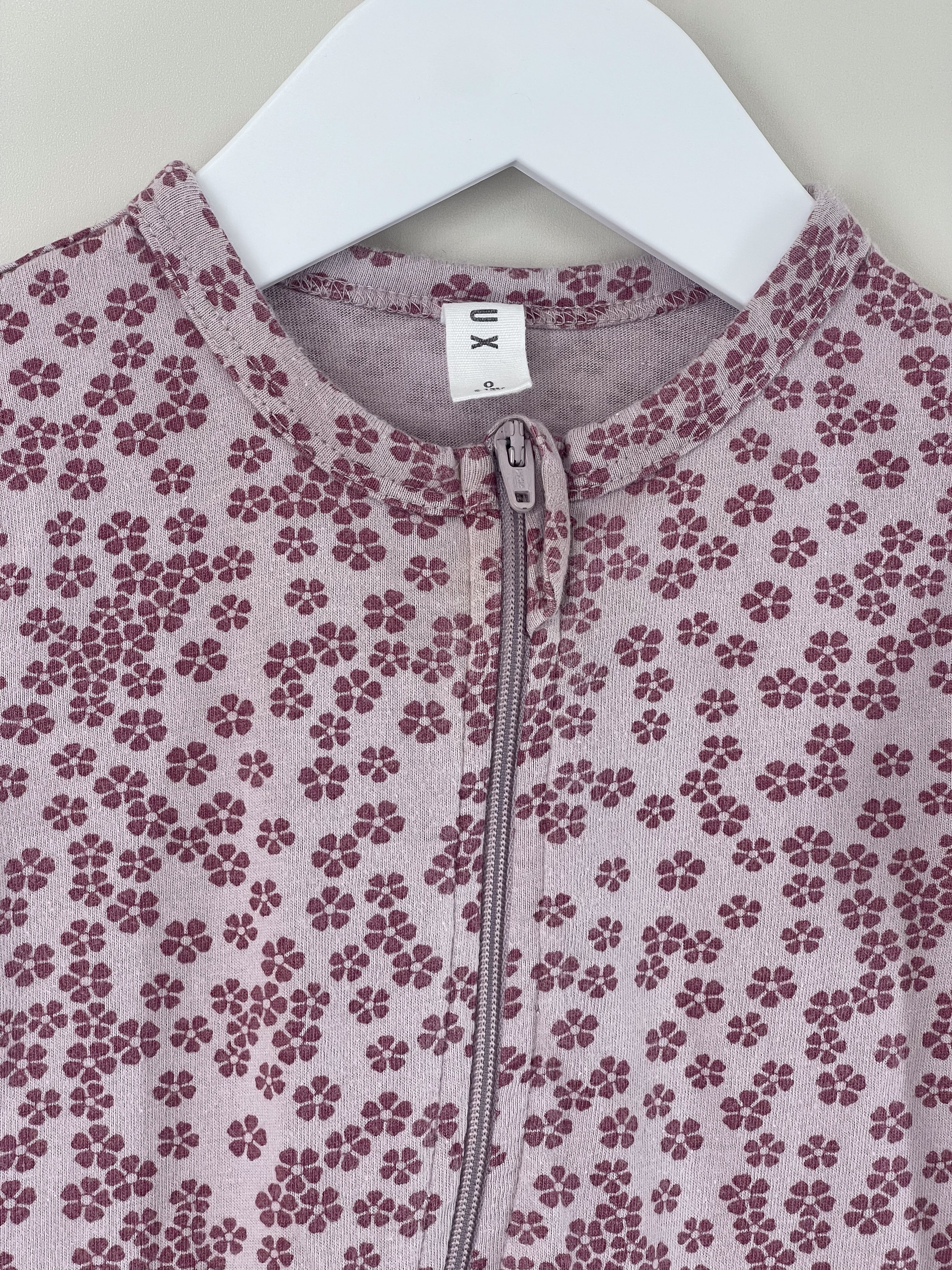 Hux organic floral zip romper (6-12m)