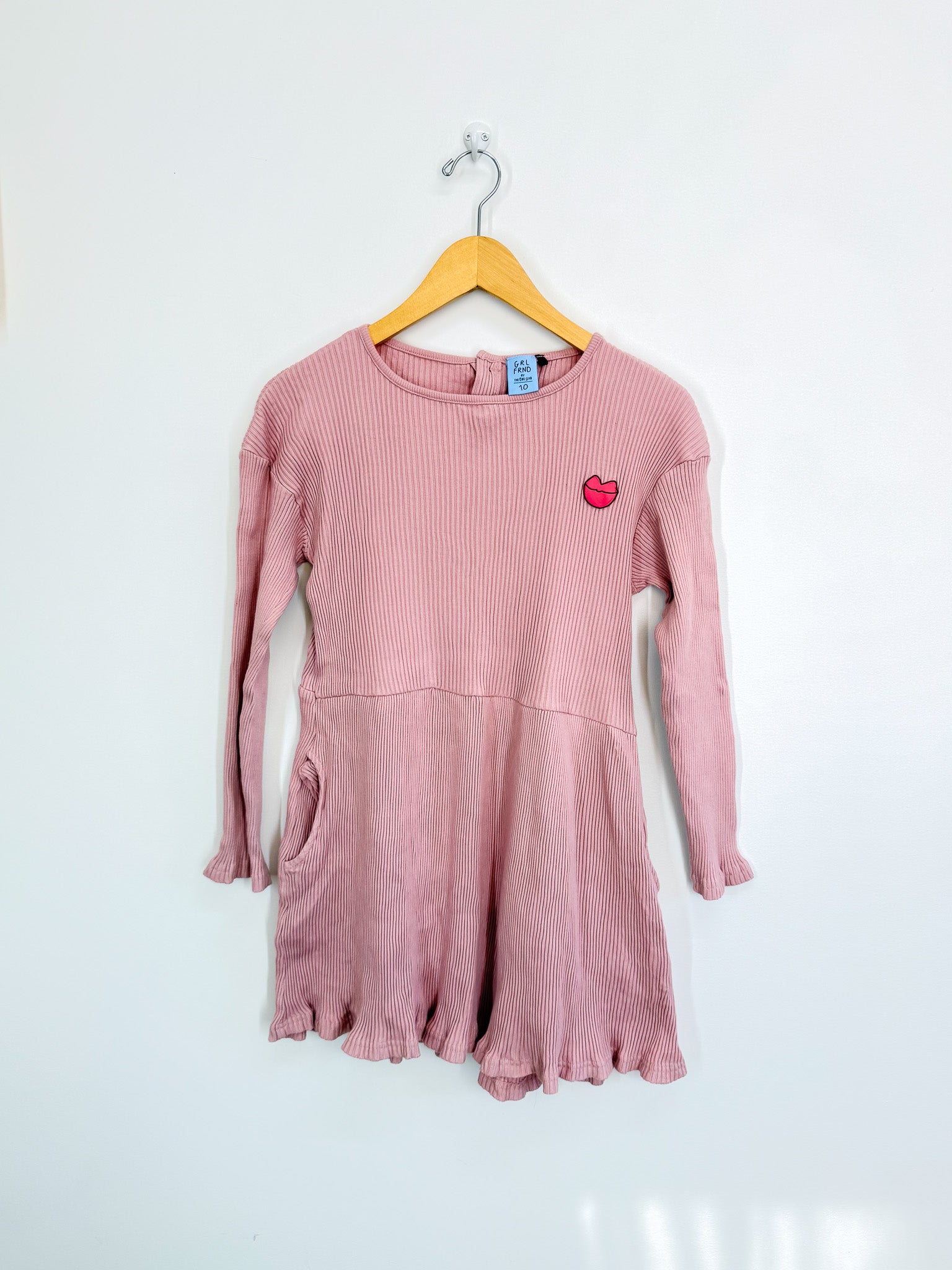 The Girl Club long sleeve ribbed dress (10y)