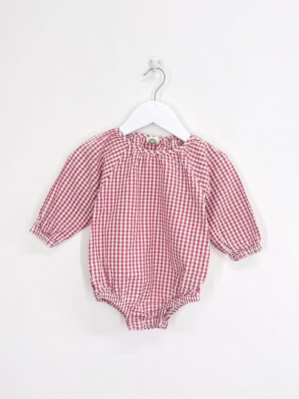 Nature Baby organic meadow bodysuit - gingham jam check (6-12m)