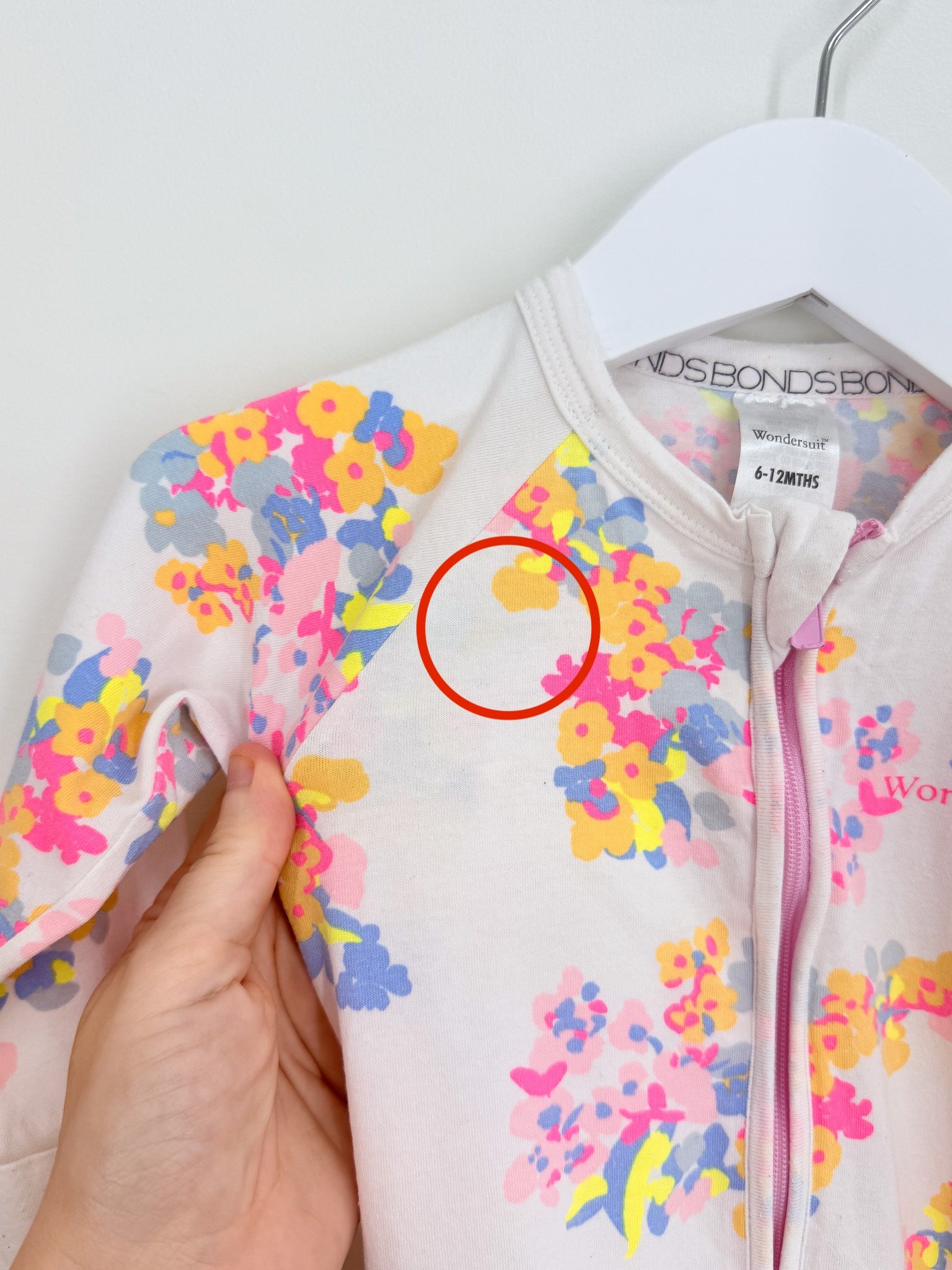 Bonds wondersuit - white floral (6-12m)