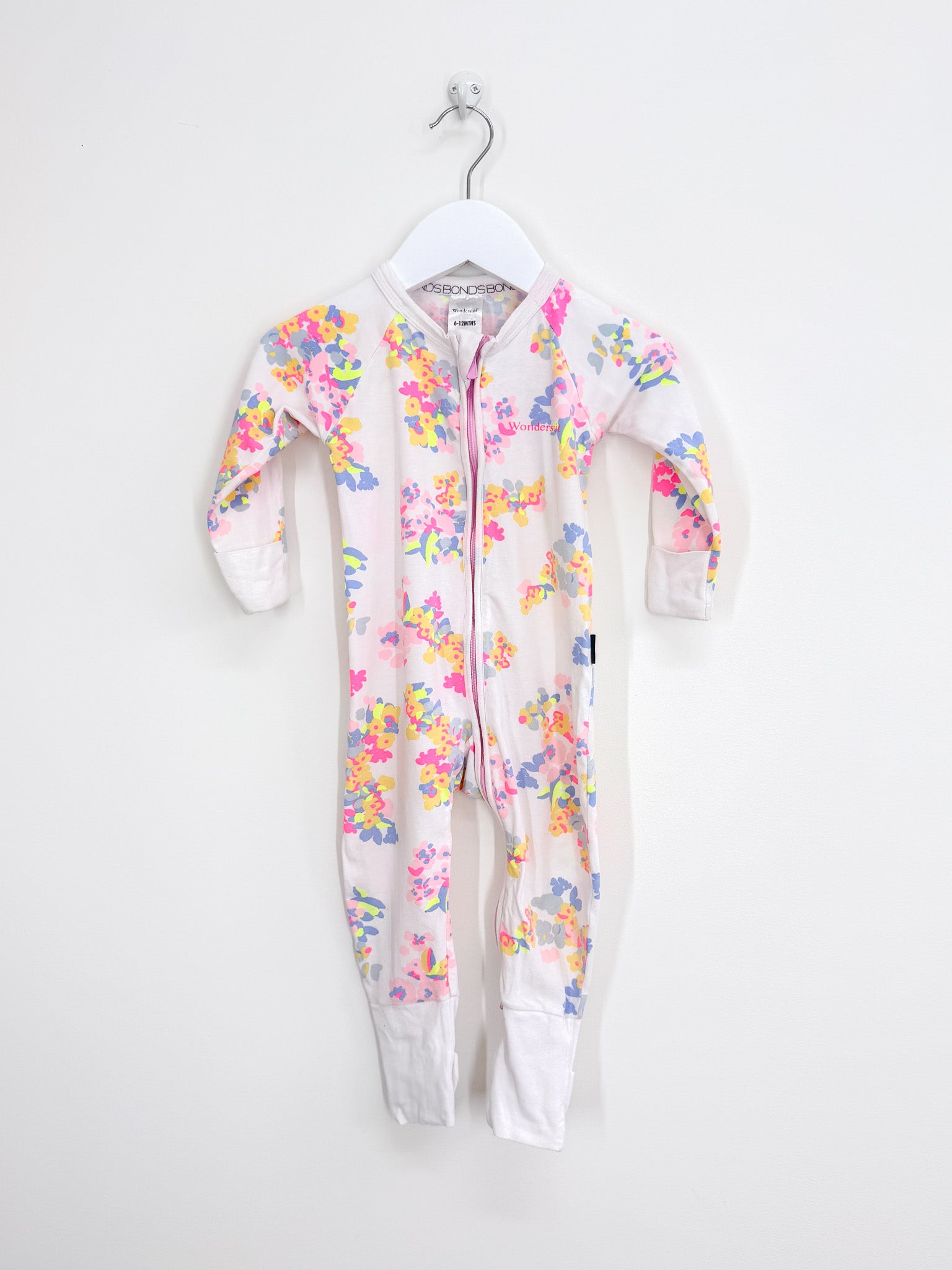 Bonds wondersuit - white floral (6-12m)