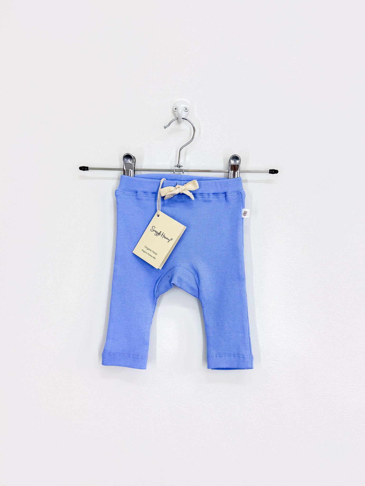 BNWT Snuggle Hunny organic rib leggings - bluebell (0-3m)