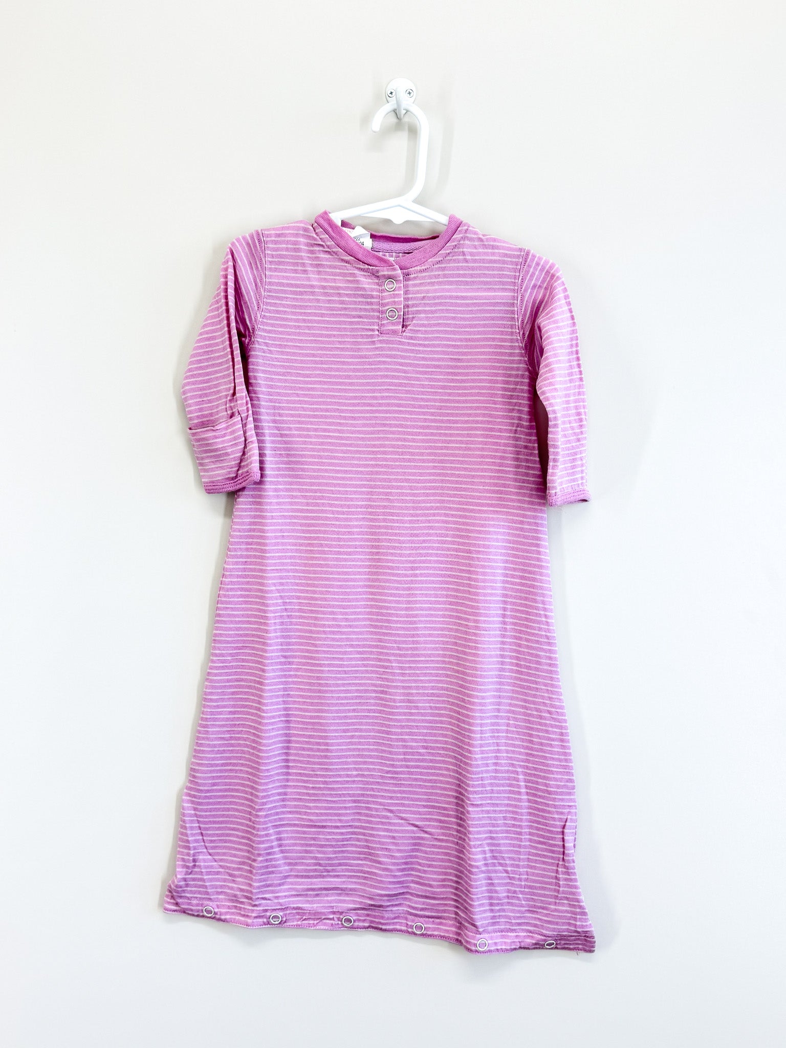 Merino Kids sleep gown - pink stripe (3-12m)