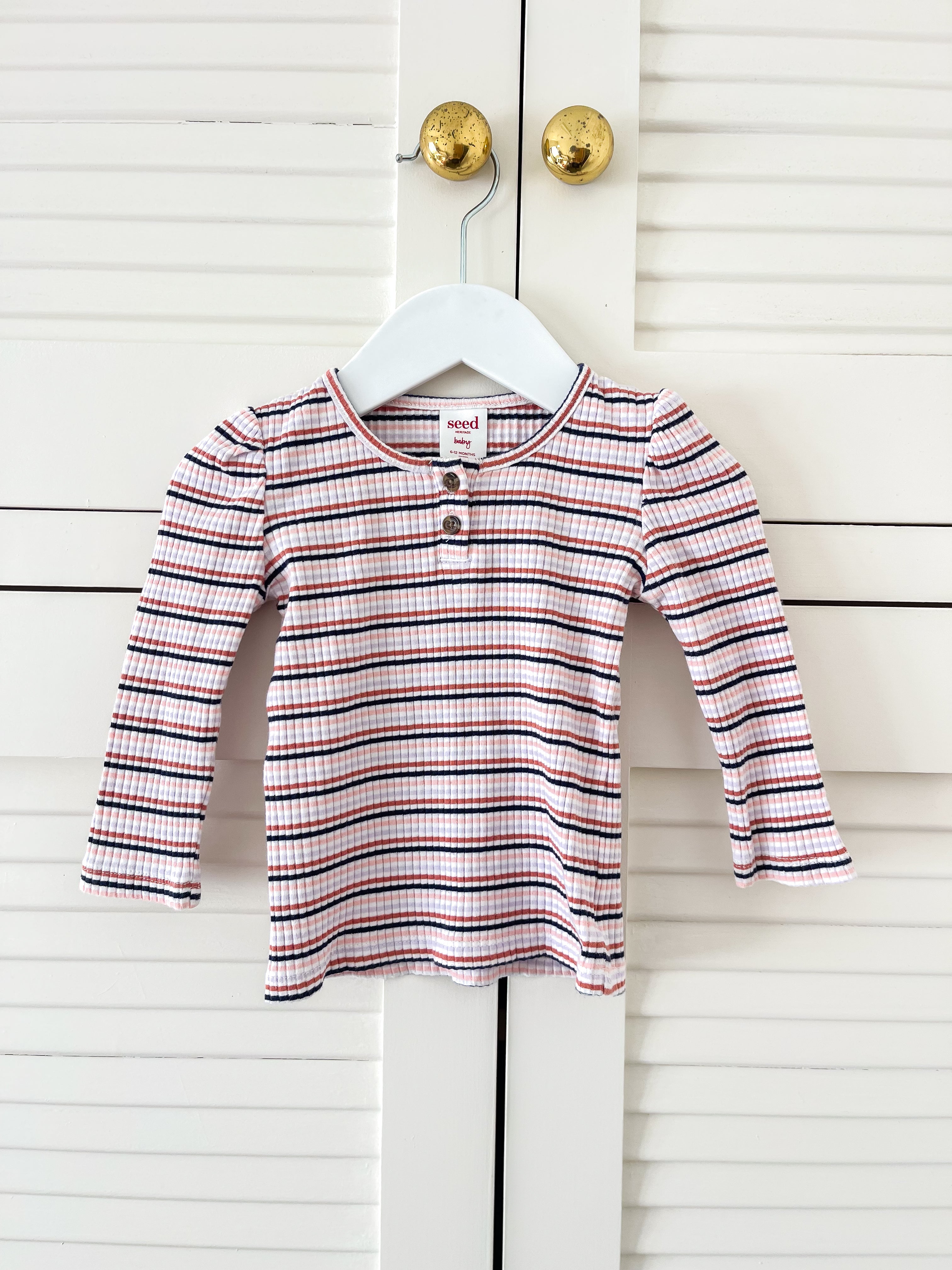Seed ribbed striped long sleeve tee (6-12m)