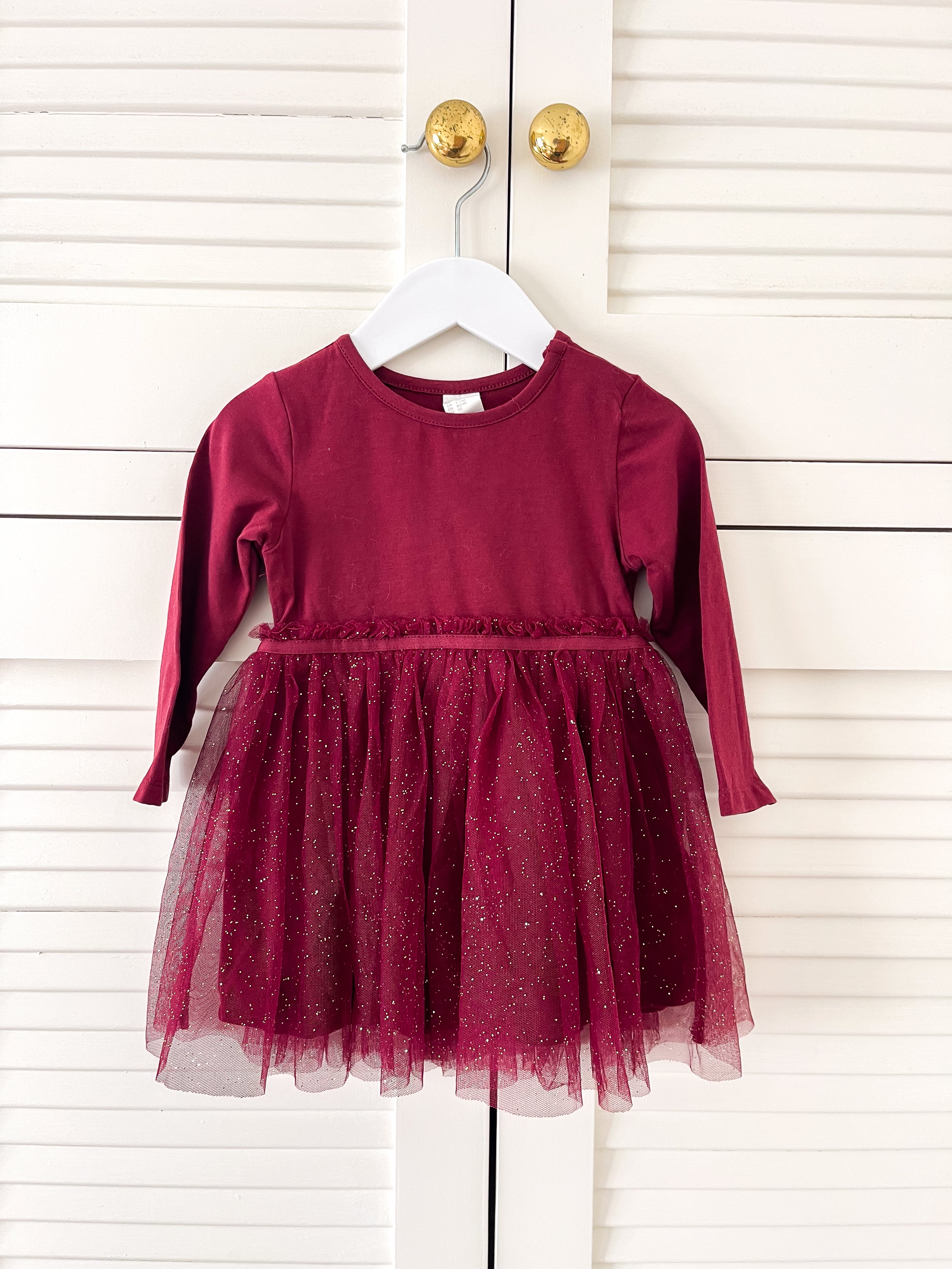 H&M burgundy gold fleck tulle dress (9-12m)