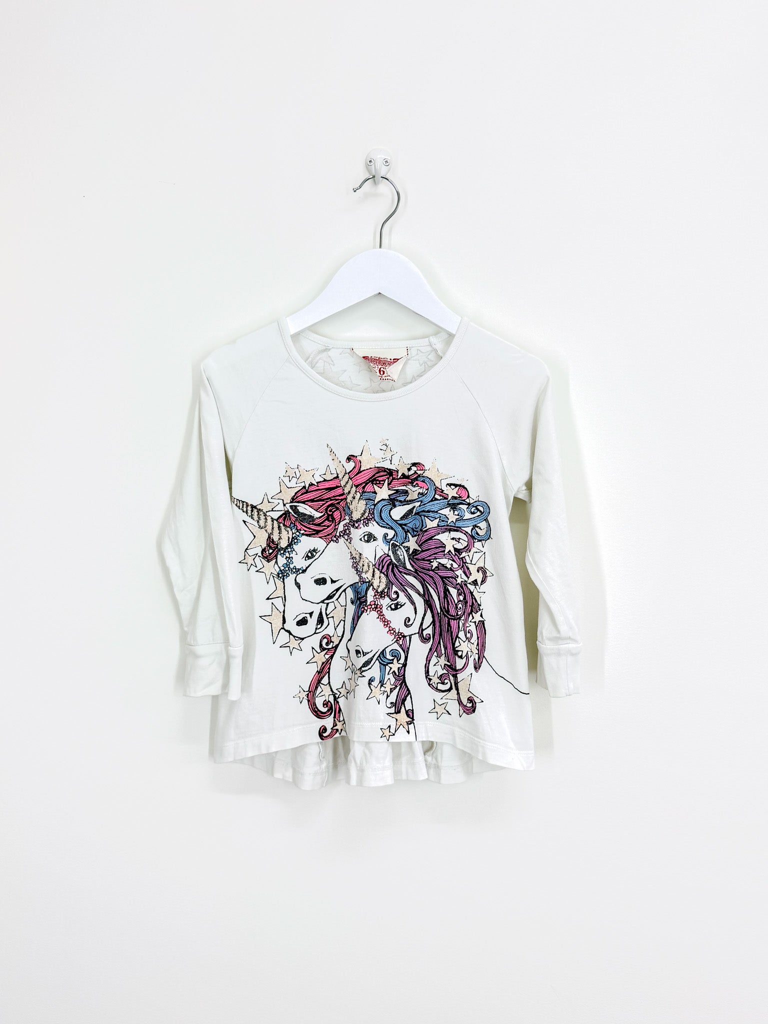 Paper Wings organic gathered back unicorn tee (6y)