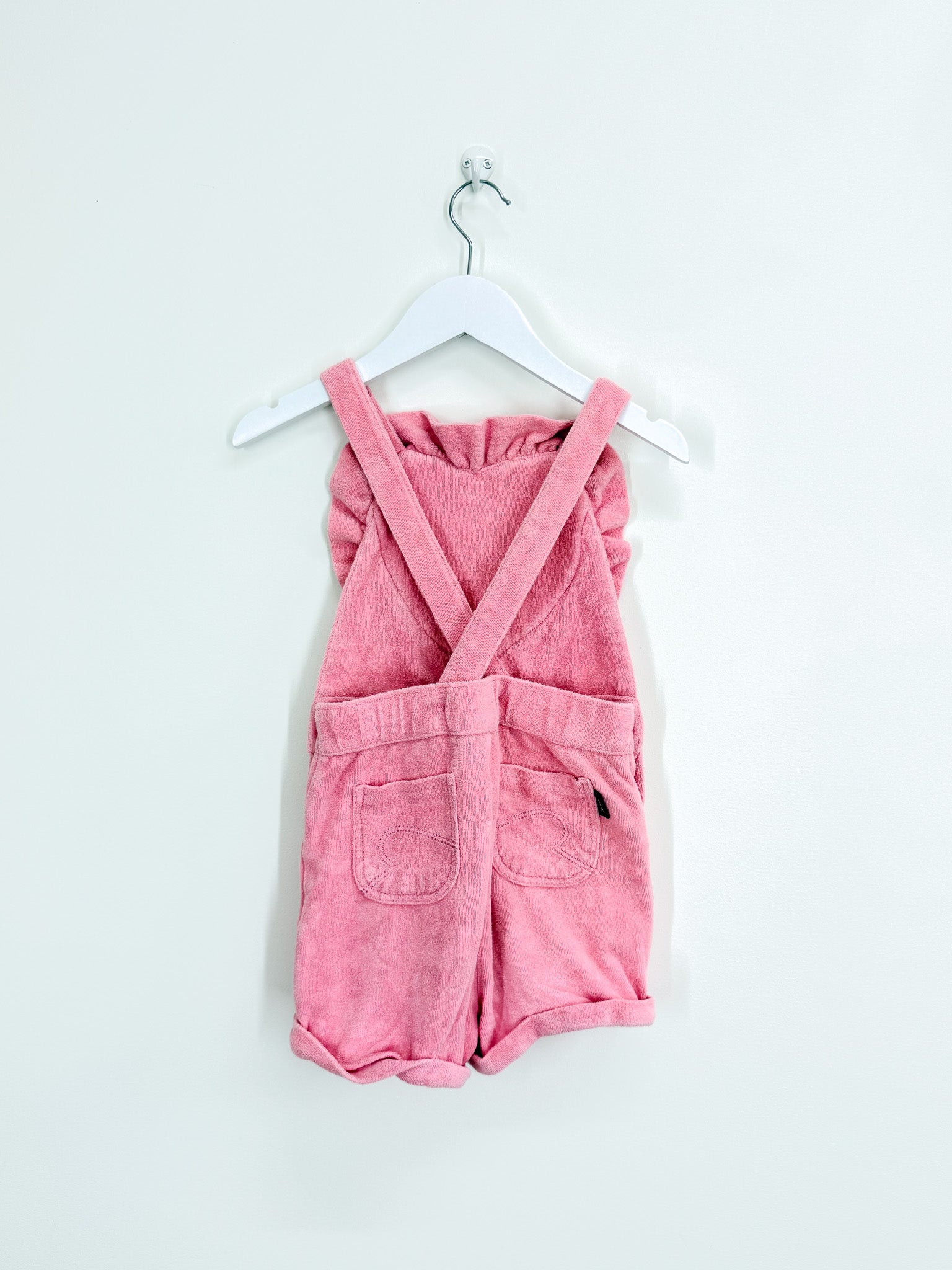 Rock Your Kid pink twiggy terry shortalls (6y)
