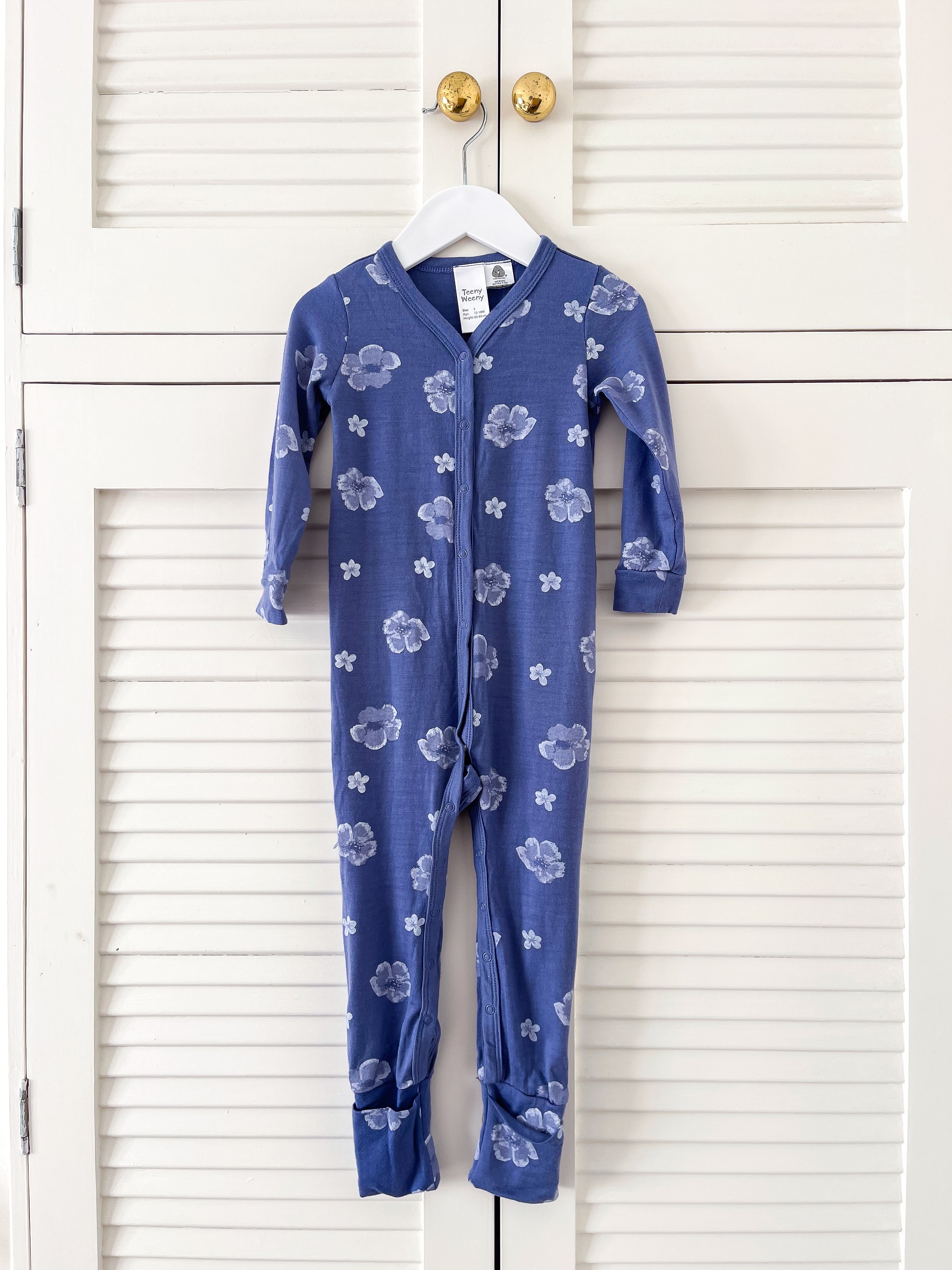 Teeny Weeny merino floral onesie (12-18m)