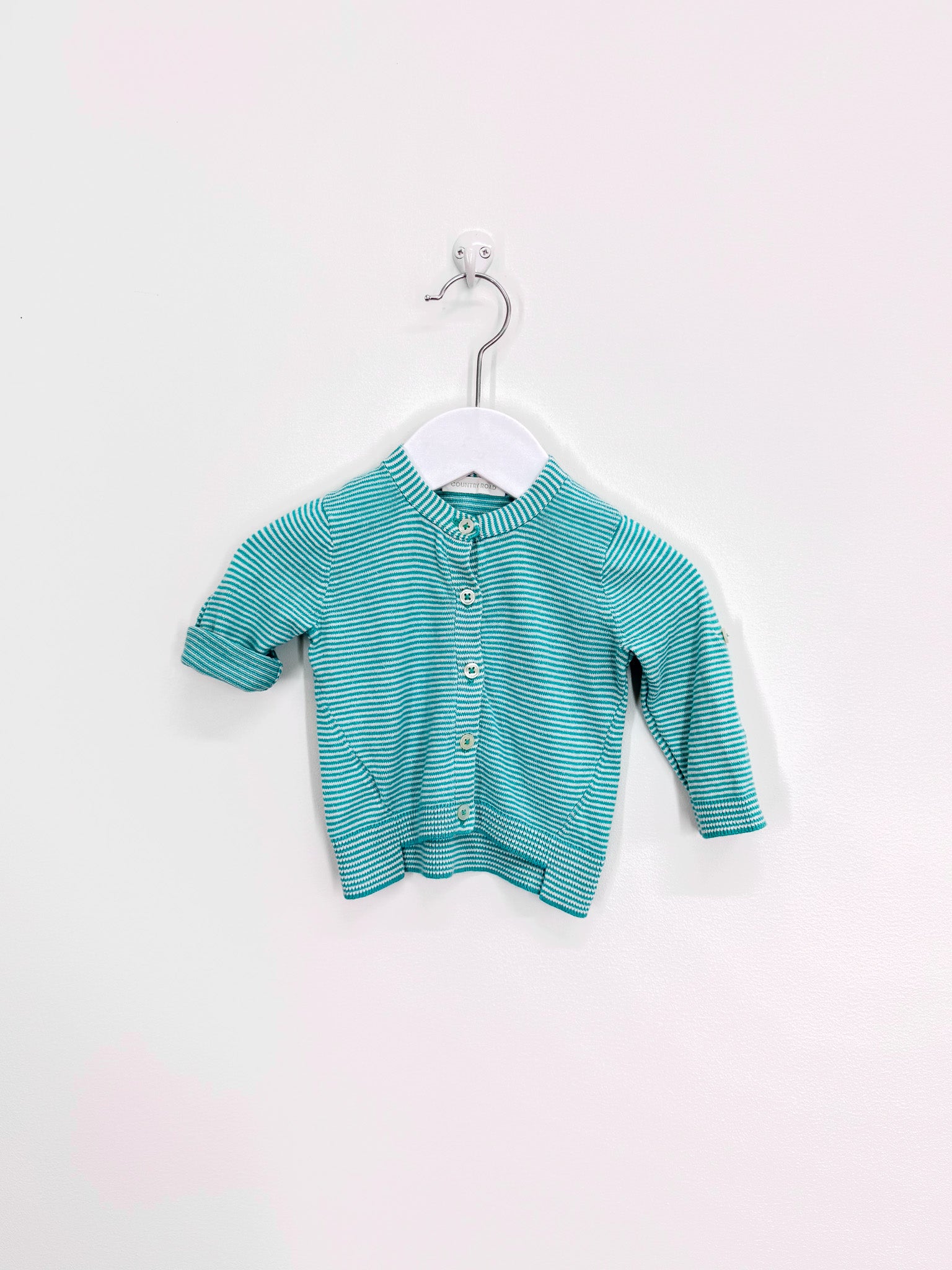 Country Road cotton cardigan - green stripe (3-6m)