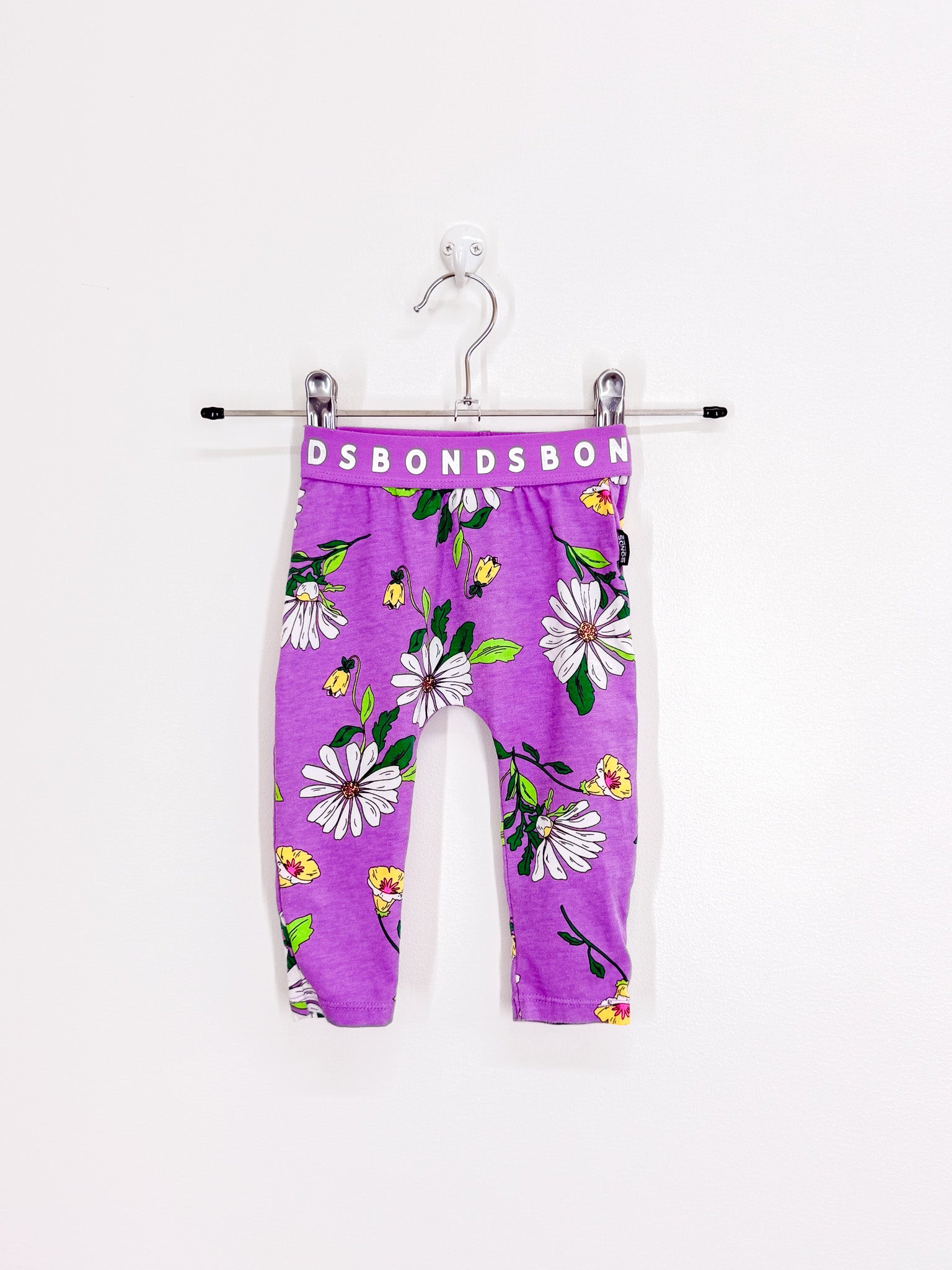Bonds leggings - purple floral (3-6m)