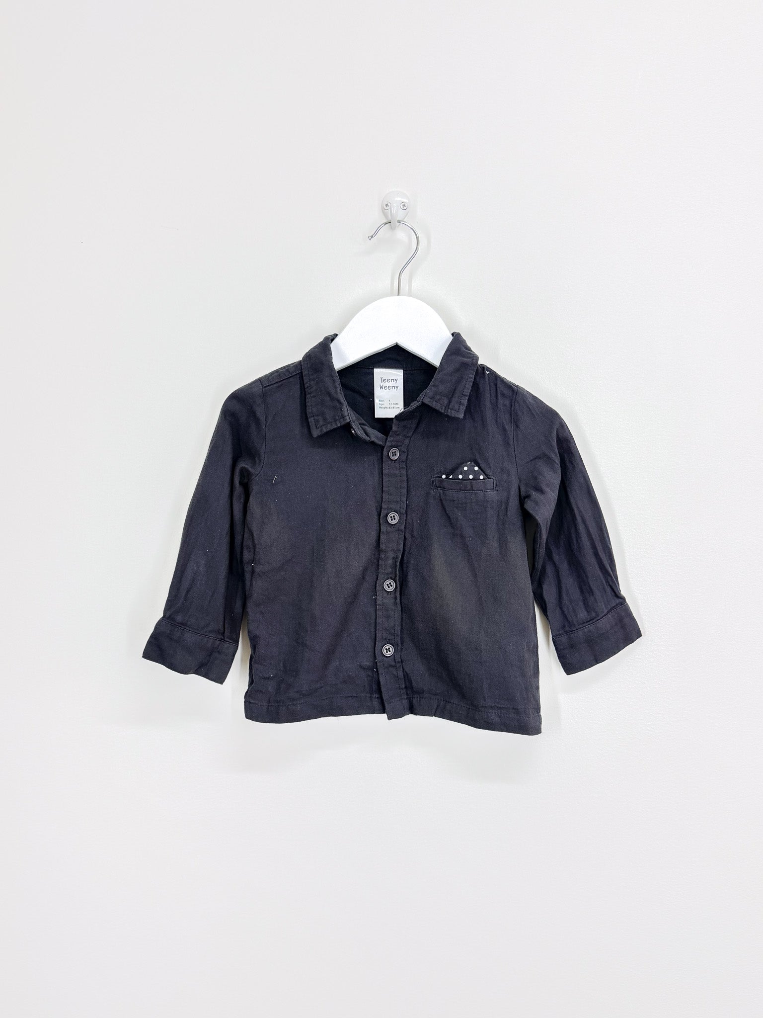 Teeny Weeny long sleeve shirt - charcoal (12-18m)
