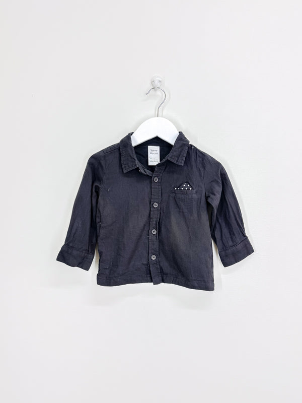 Teeny Weeny long sleeve shirt - charcoal (12-18m)