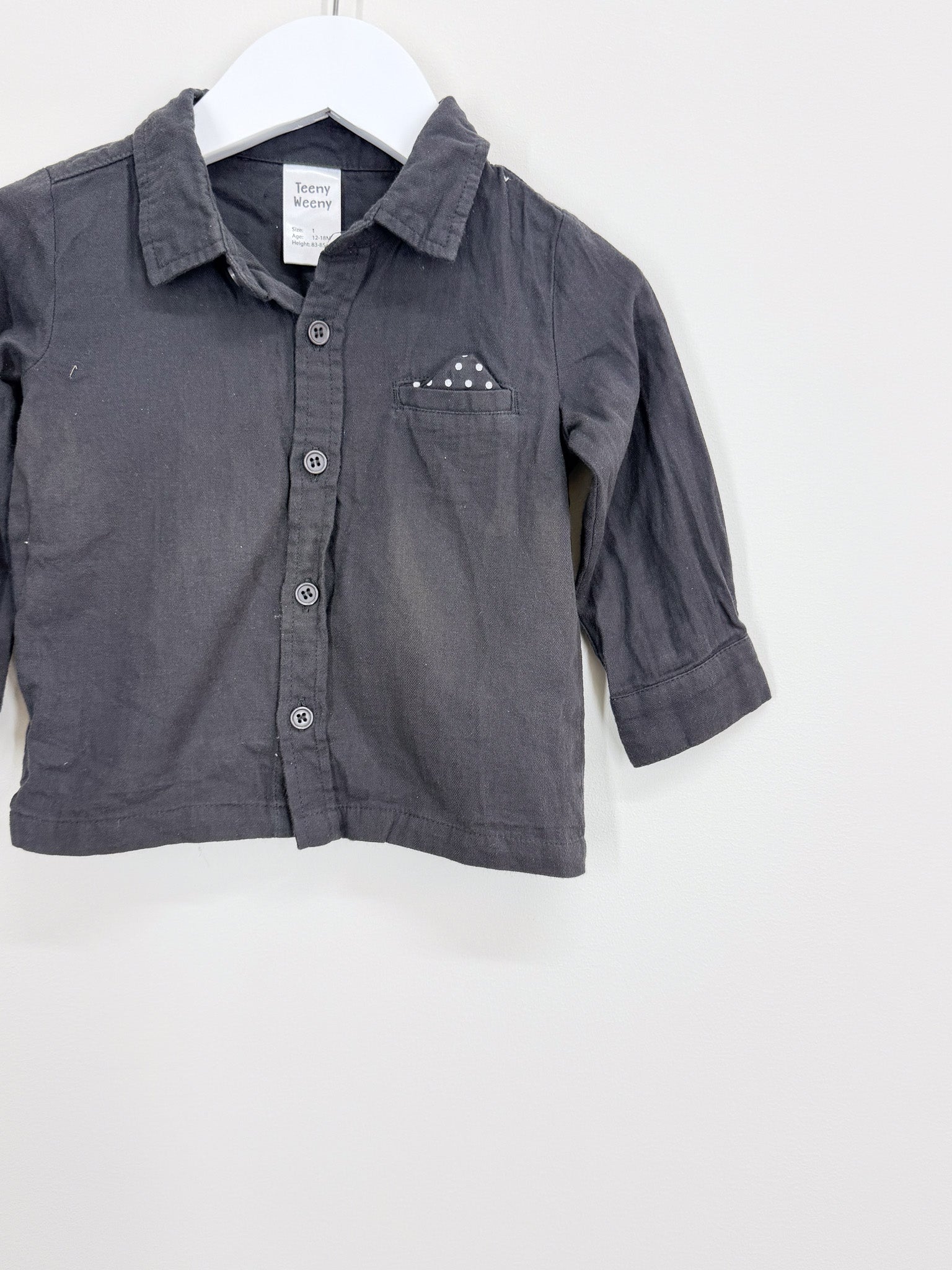 Teeny Weeny long sleeve shirt - charcoal (12-18m)