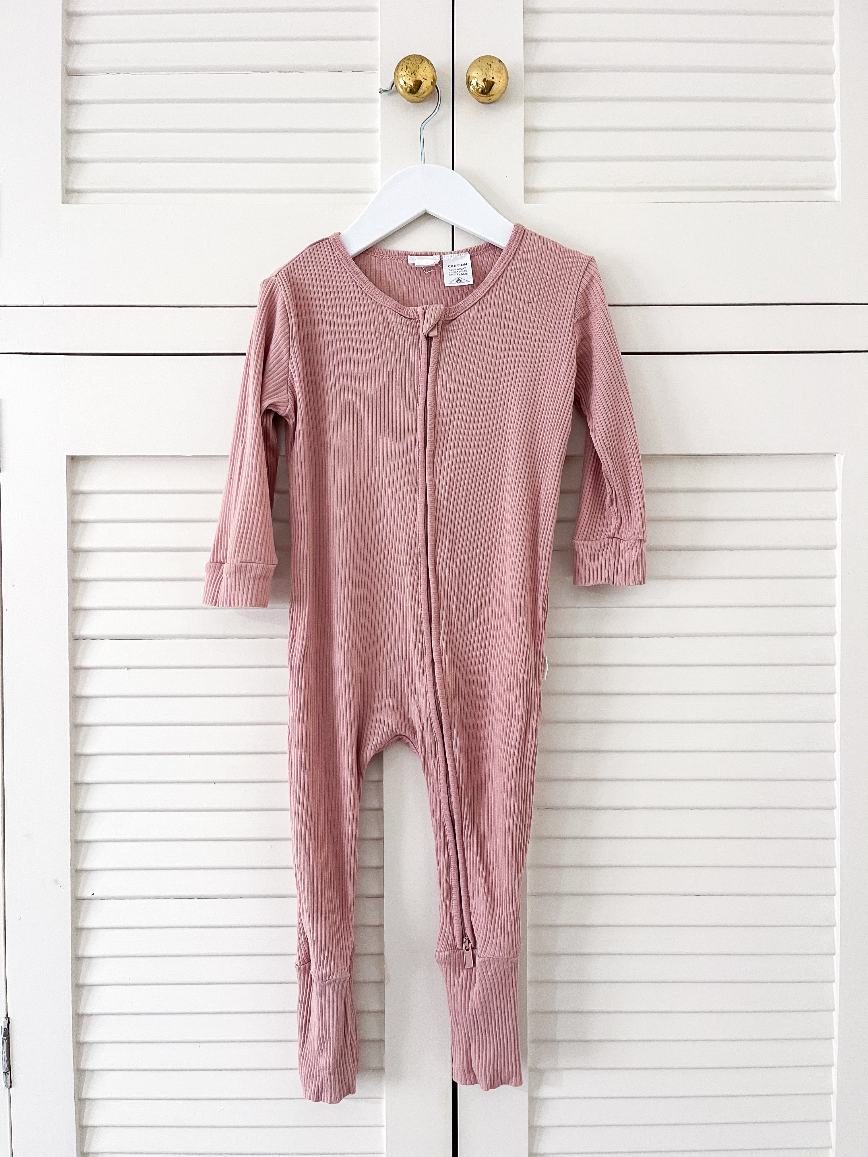 Jamie Kay organic ribbed frankie one piece - vintage tea rose (2y)