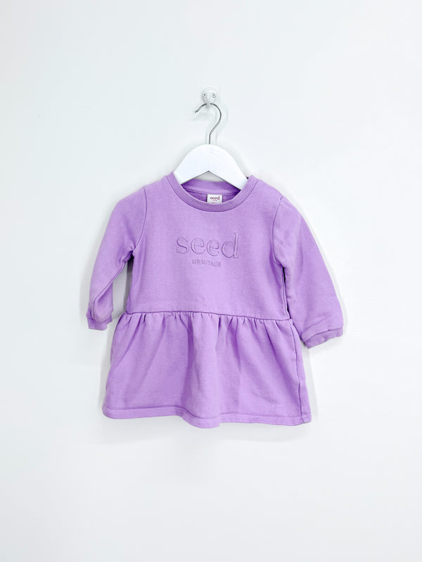 Seed Heritage core logo fleece long sleeve dress (12-18m)