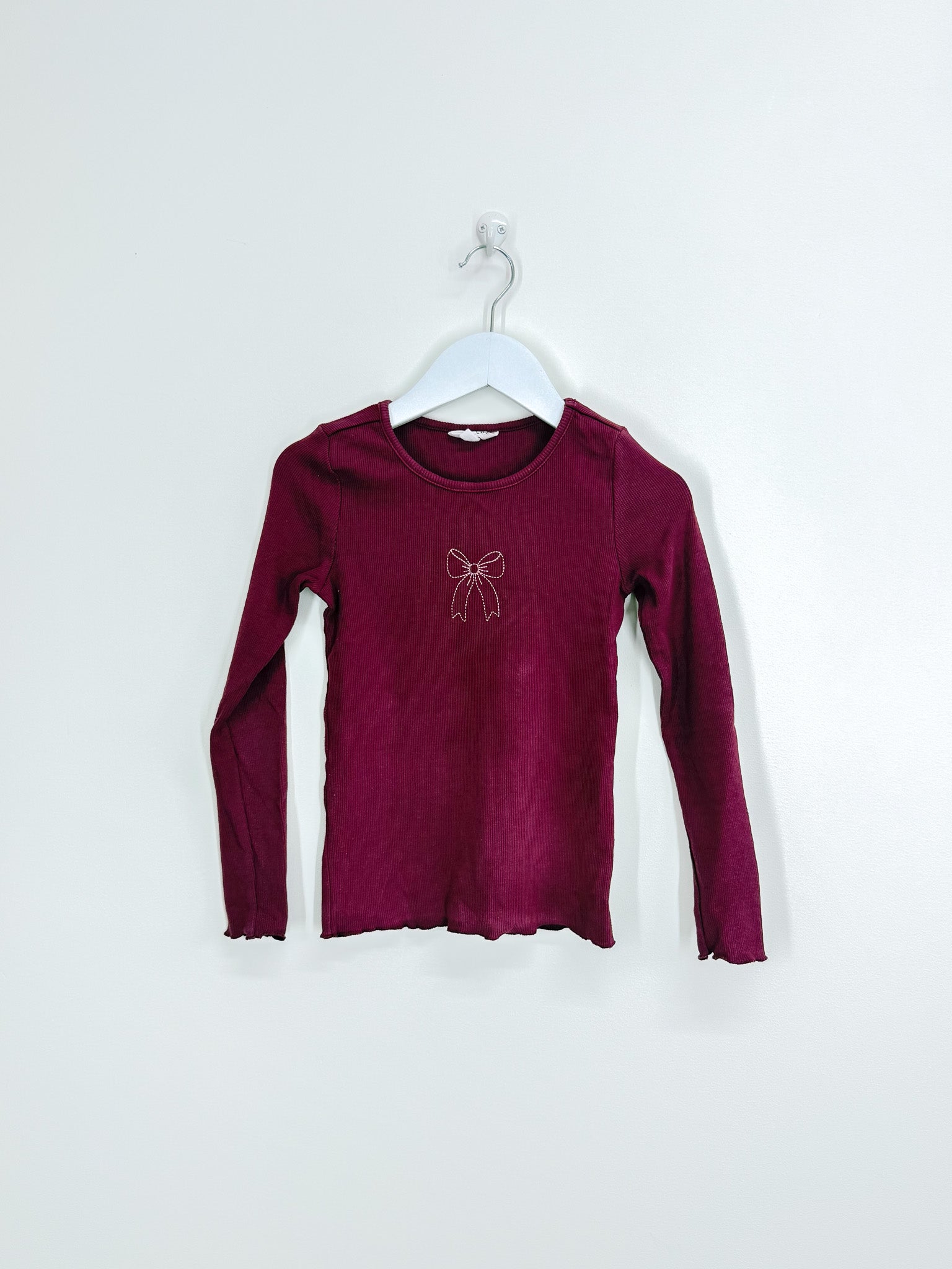 Mac & Ellie long sleeve rib bow tee (8y)