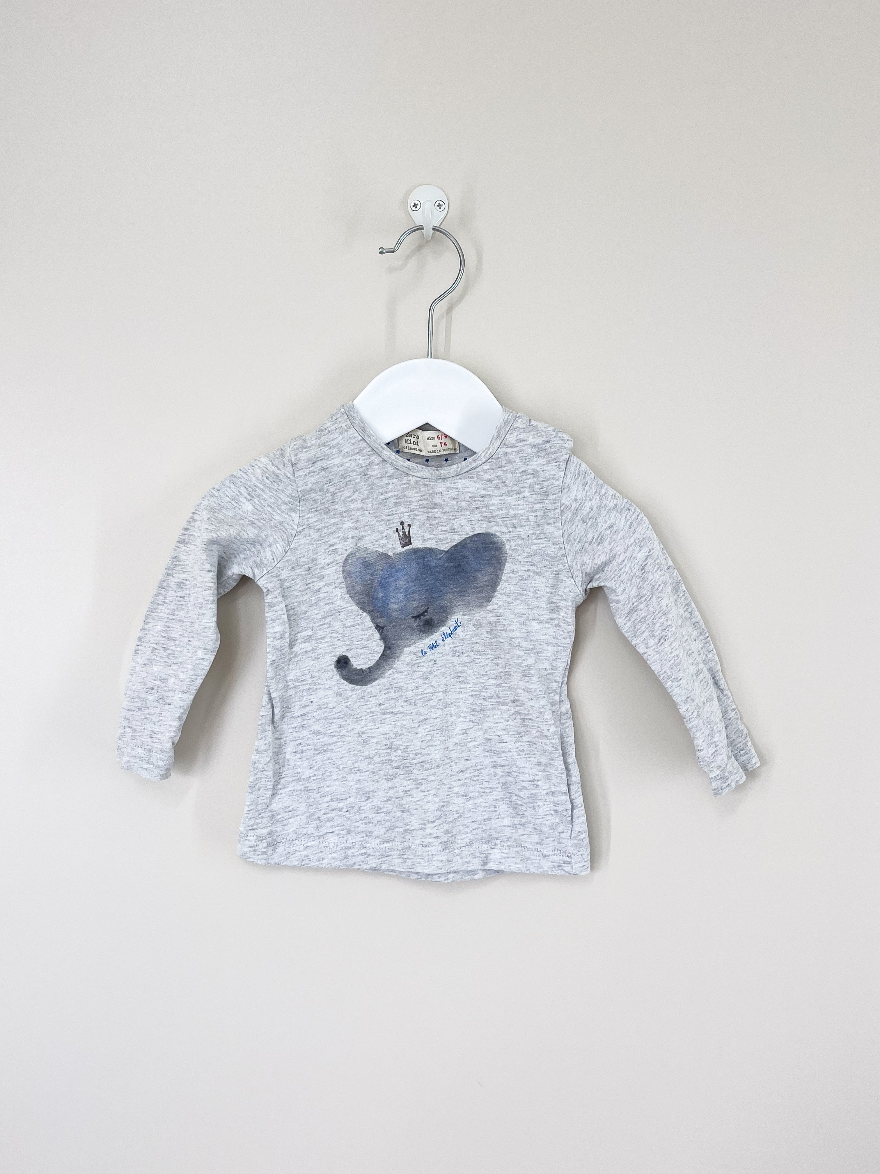 Zara long sleeve elephant tee (6-9m)