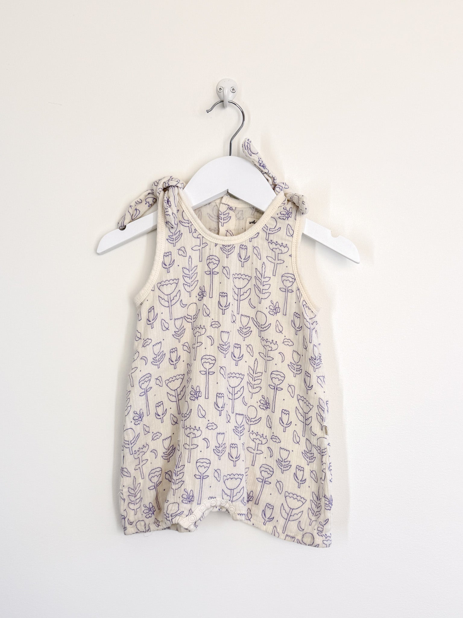 Wilson & Frenchy organic crinkle tie playsuit - flow (6-12m)