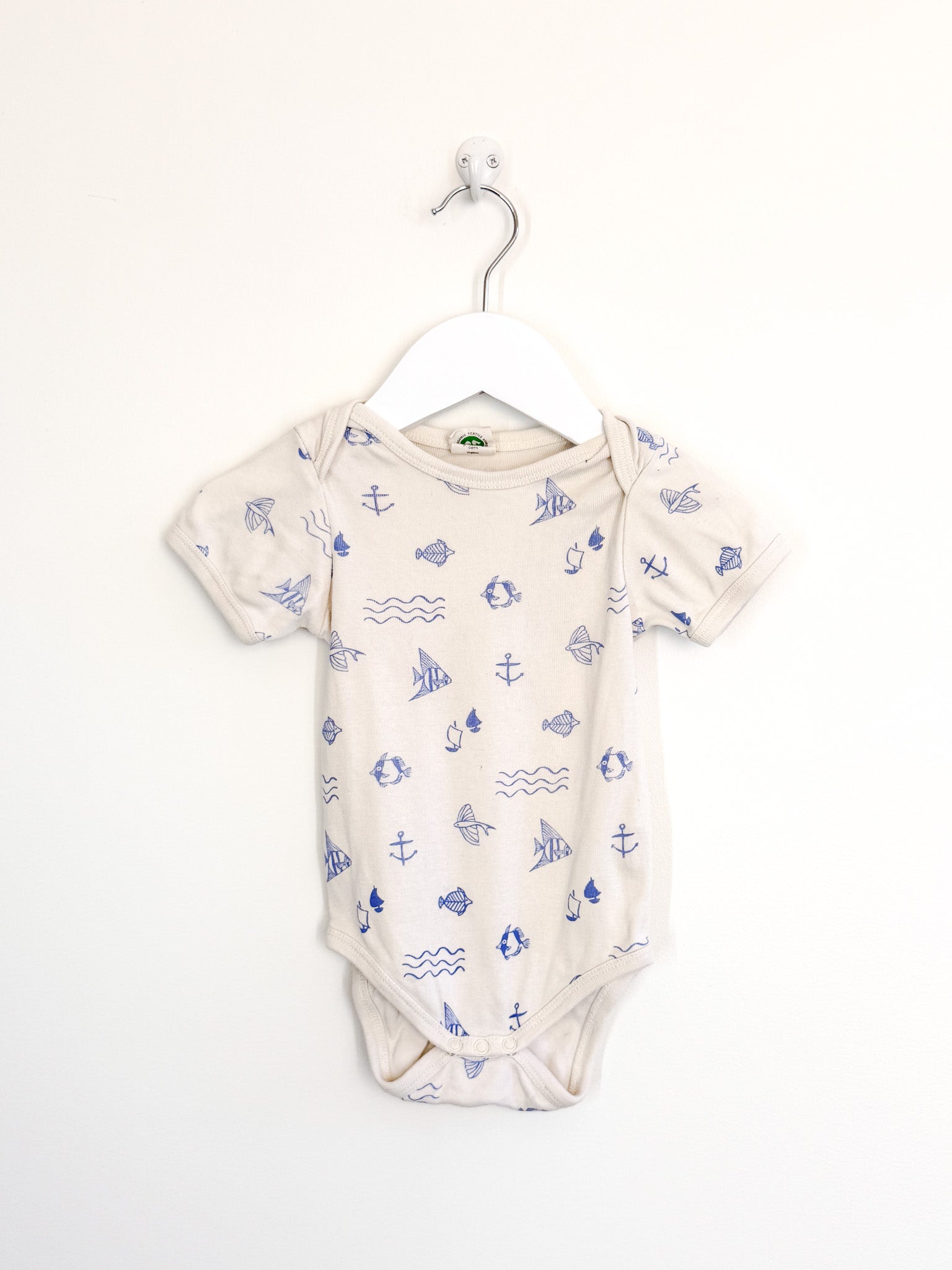 Nature Baby organic short sleeve bodysuit - atlantic (3-6m)
