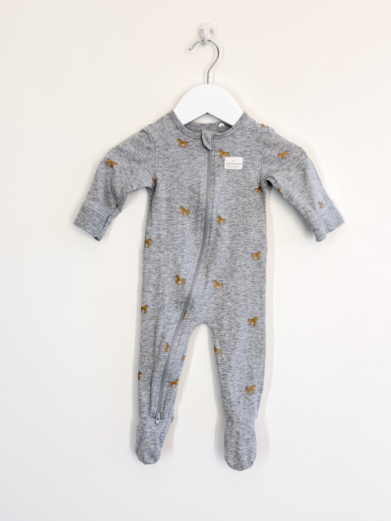 Country Road organic zipsuit - horses (3-6m)