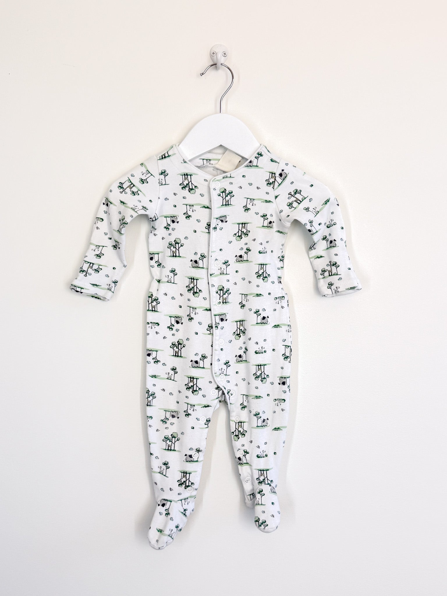 Little Bundle button onesie - safari (3-6m)