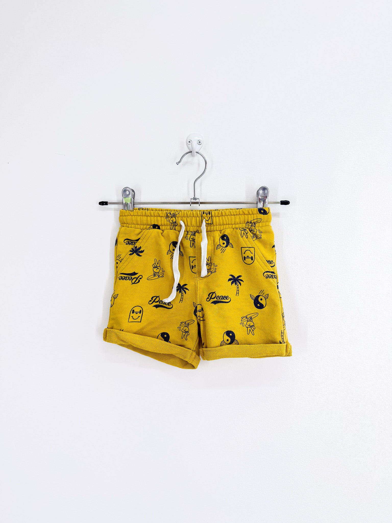 Teeny Weeny peace drawstring shorts (12-18m)