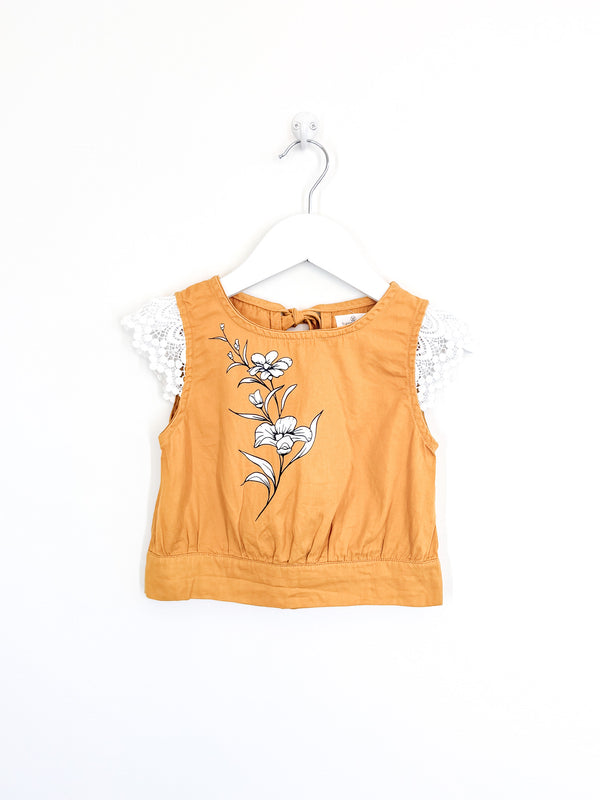 Burrow & Be organic summer floral fleur singlet top (2y)