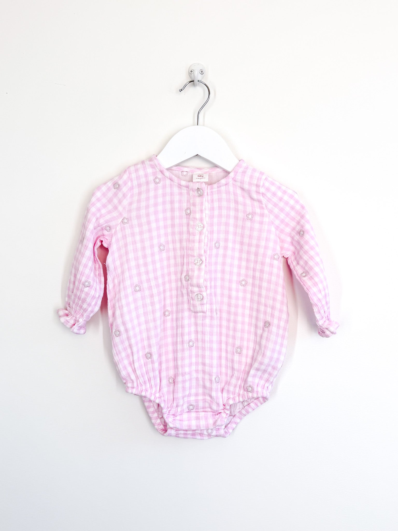 Seed Heritage embroidered daisy gingham romper (12-18m)