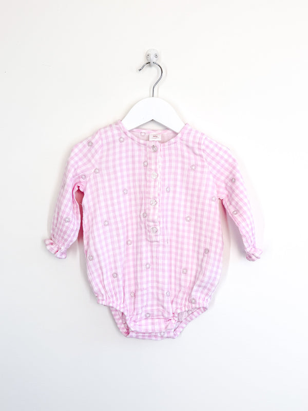 Seed Heritage embroidered daisy gingham romper (12-18m)