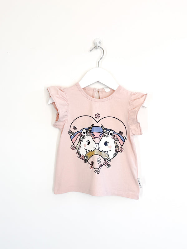 Hux organic unicorn heart frill tee (18-24m)