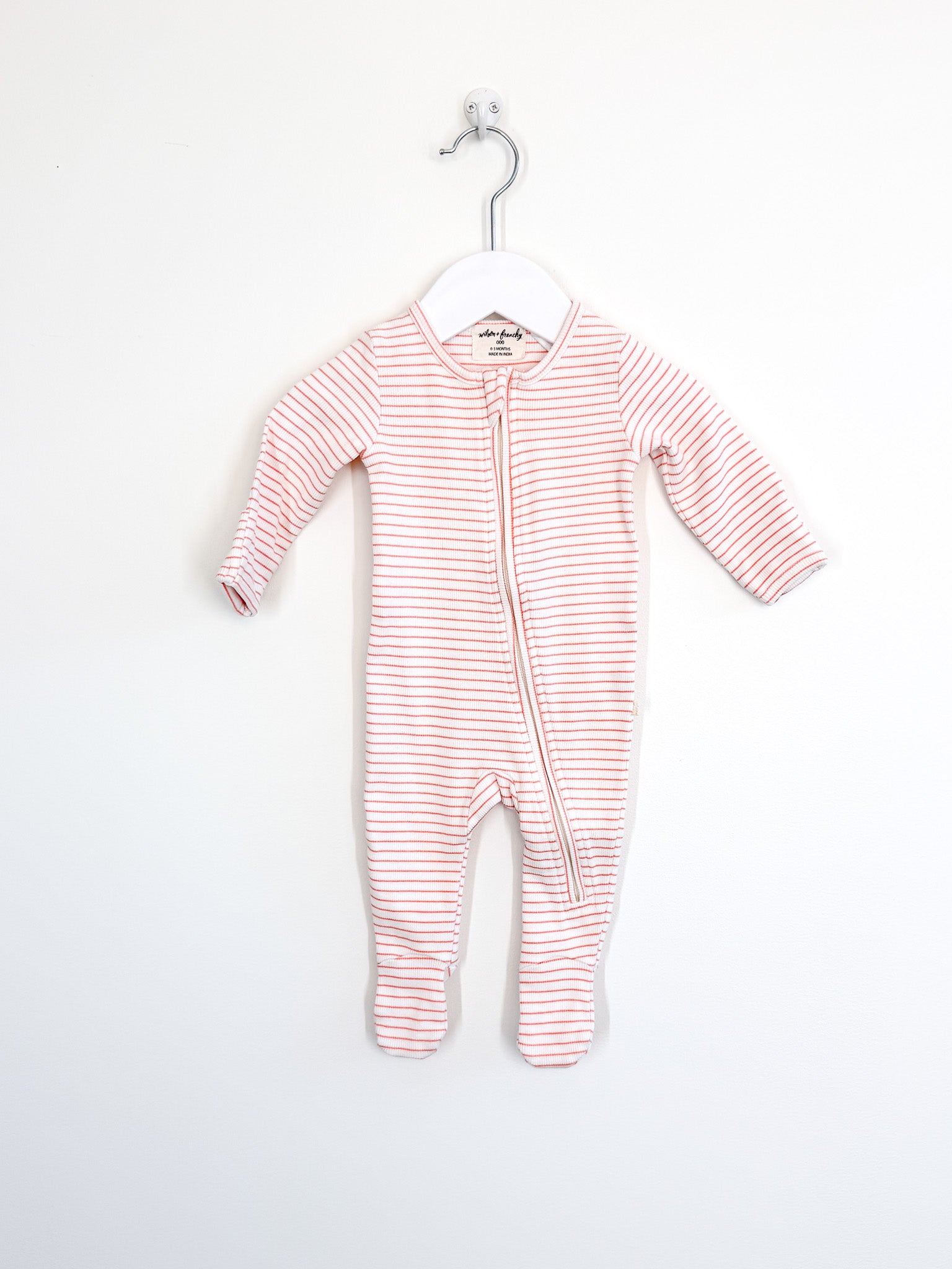 Wilson & Frenchy organic rib stripe zipsuit (0-3m)
