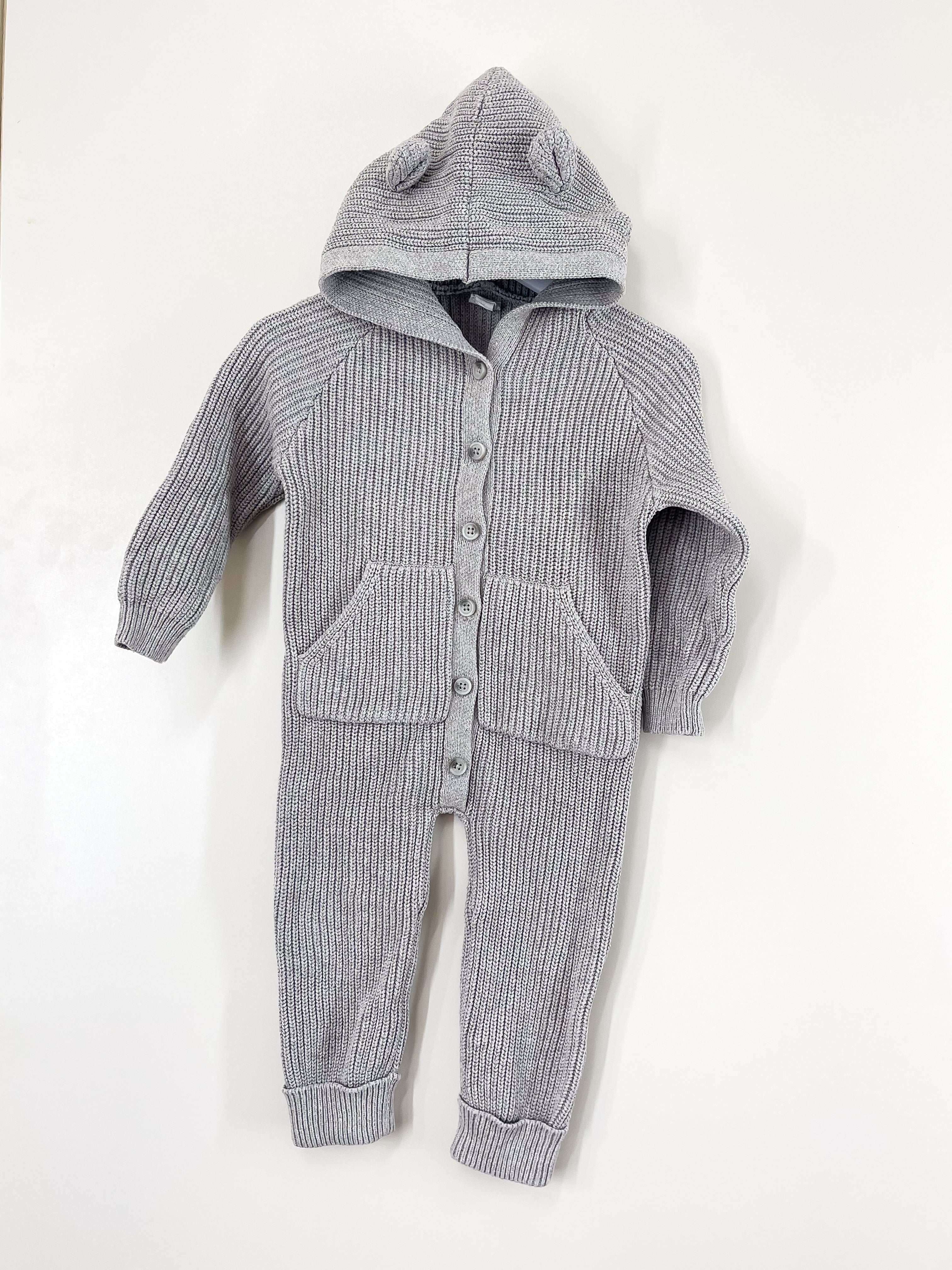 Jamie Kay bear knit one piece - birch marle (3y)