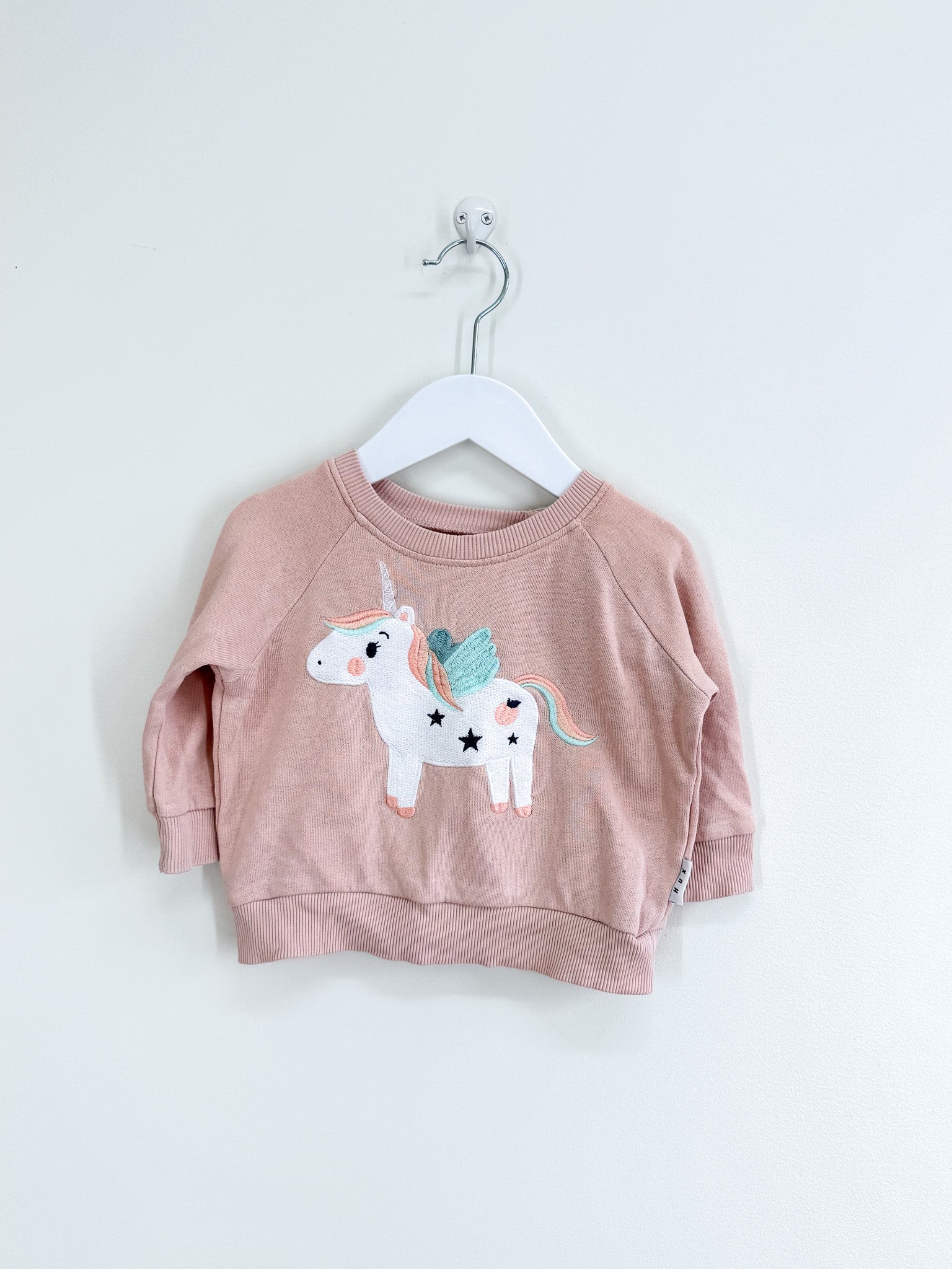 Hux organic unicorn sweatshirt - blush (6-12m)
