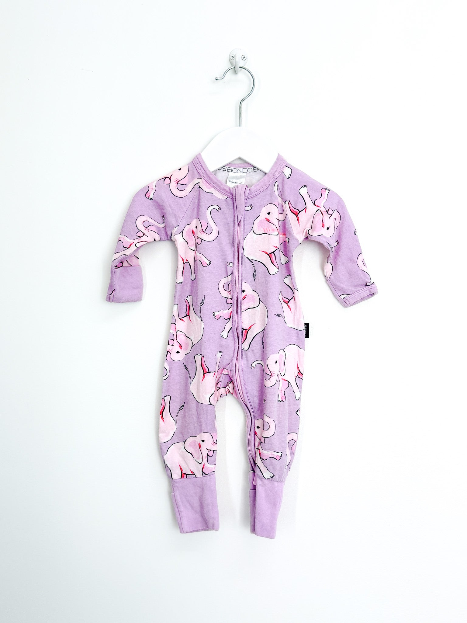Bonds wondersuit - purple elephant (0-3m)