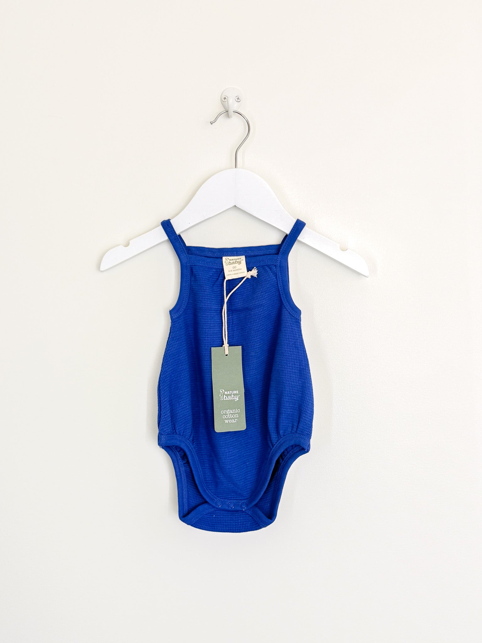 BNWT Nature Baby organic sierra waffle suit - isle blue (3-6m)