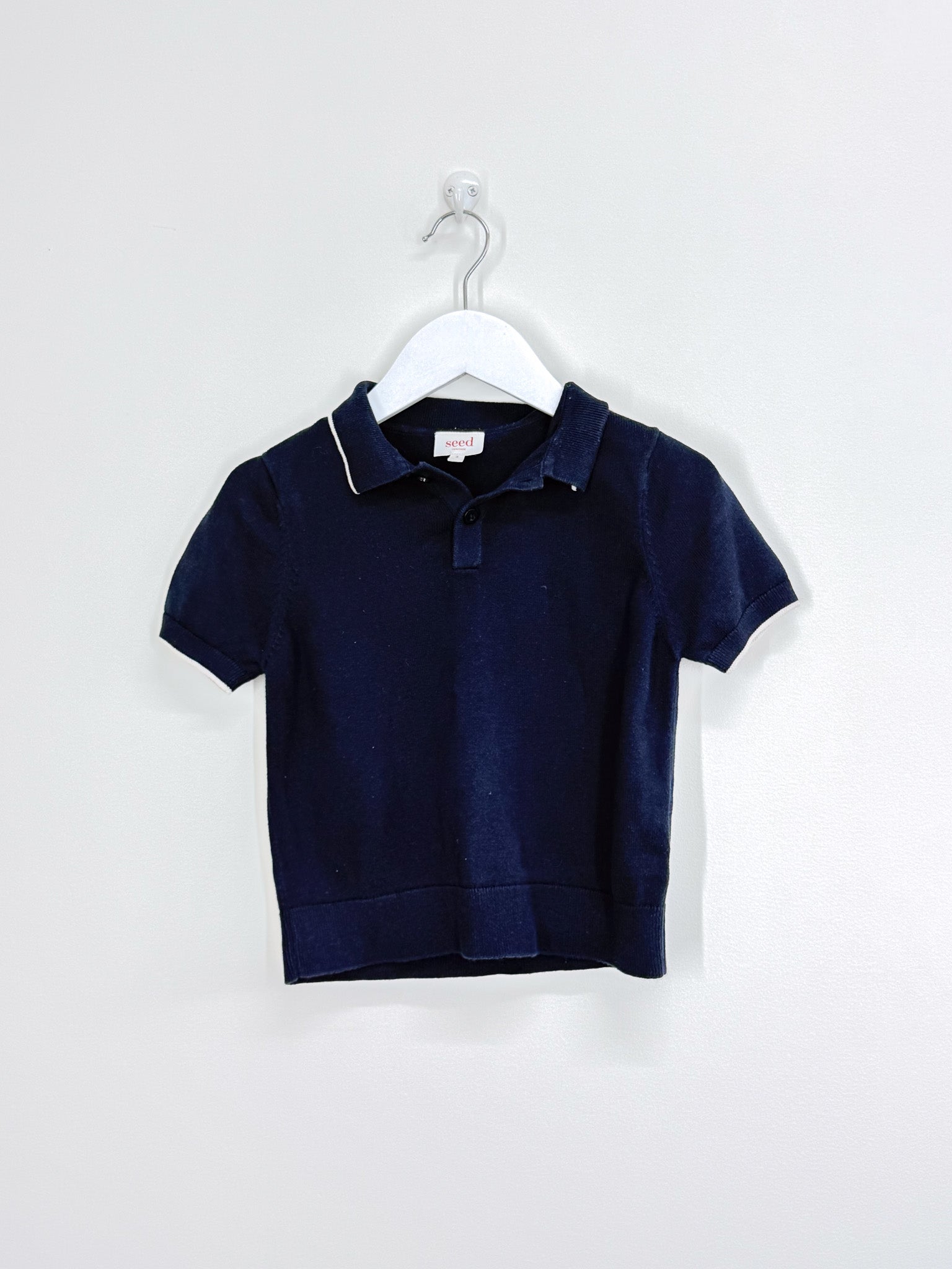 Seed knit polo shirt - navy (4y)