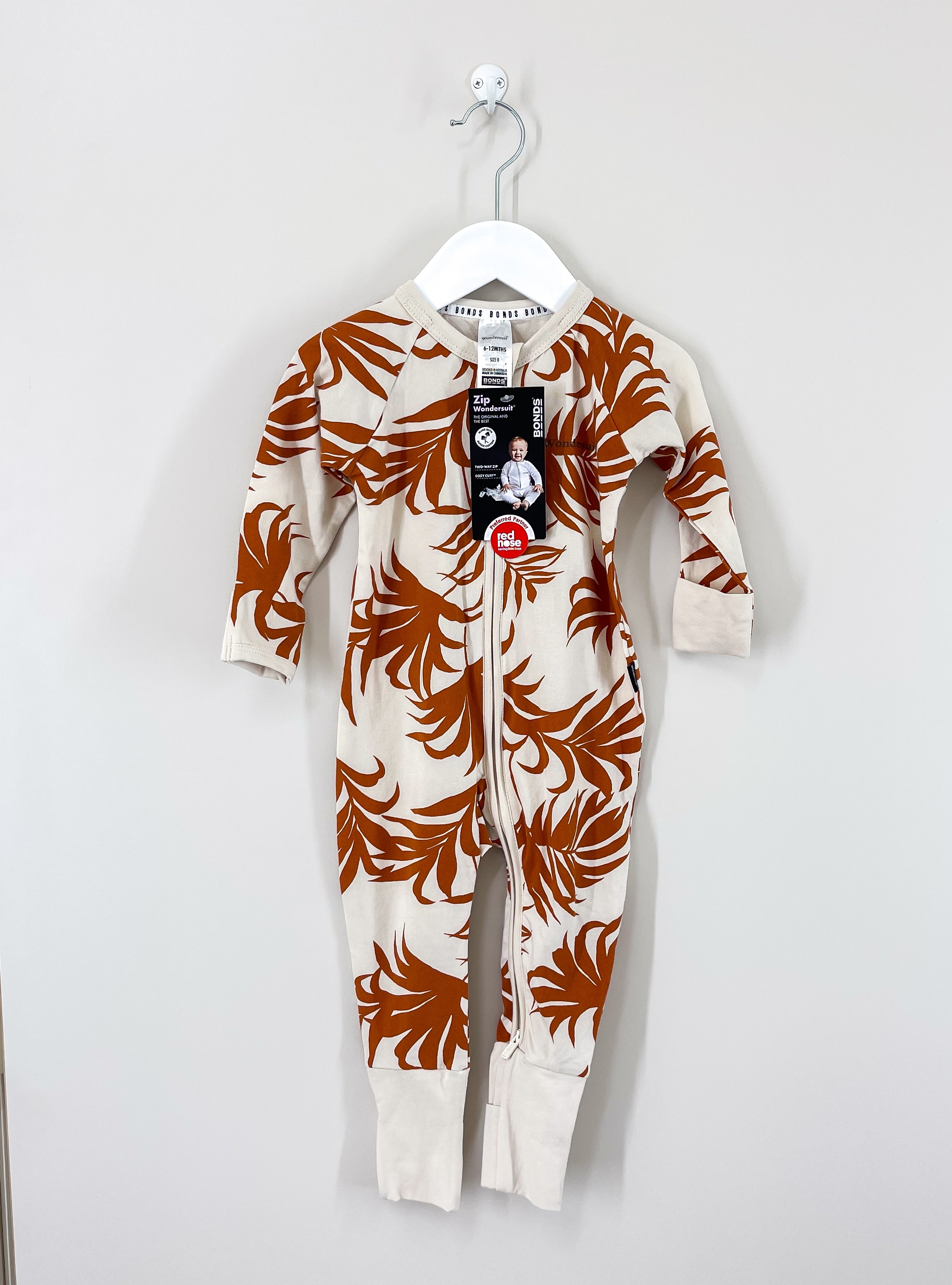 BNWT Bonds wondersuit - palm leaves (6-12m)