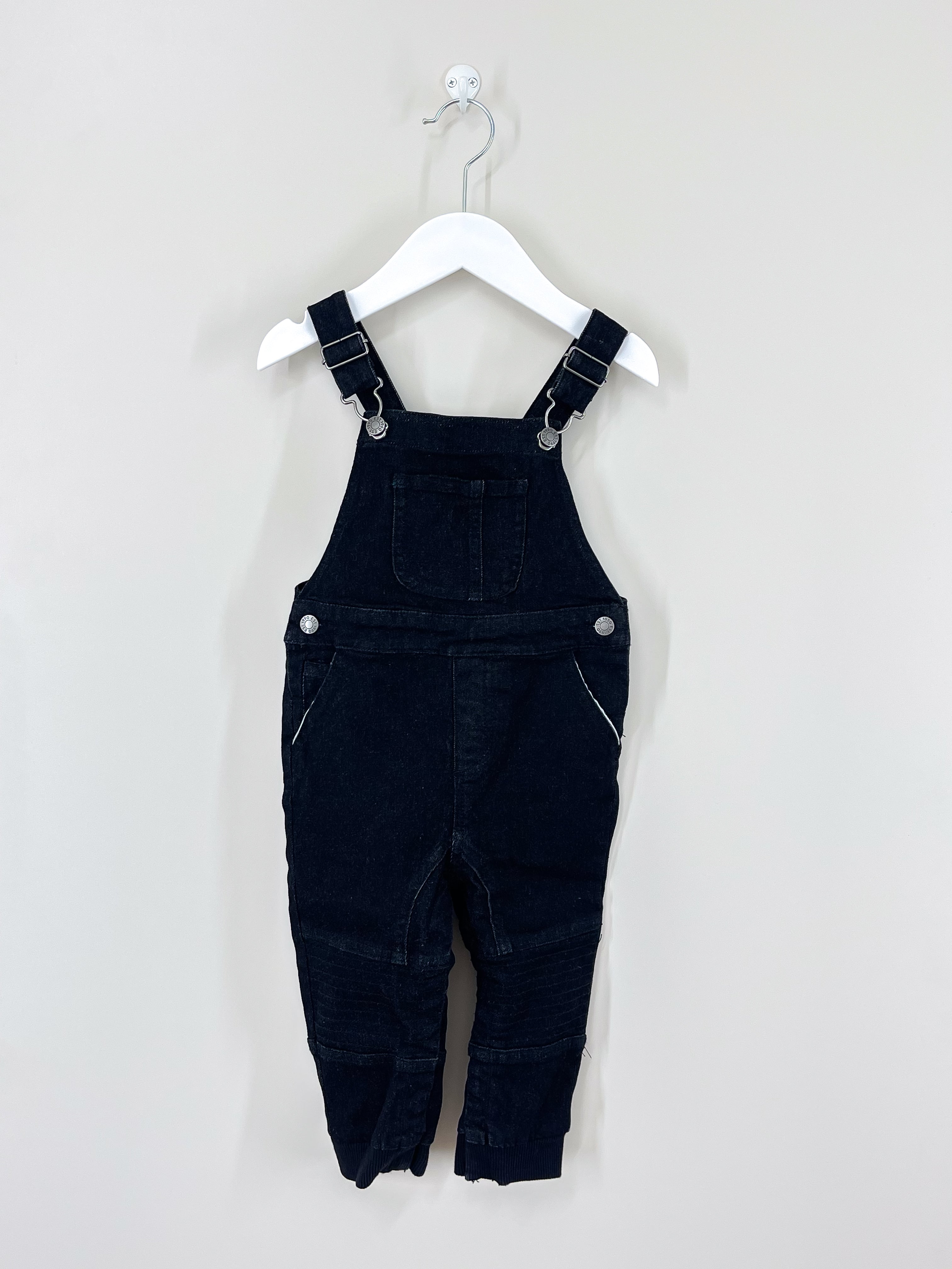 Teeny Weeny denim black wash overalls (12-18m)