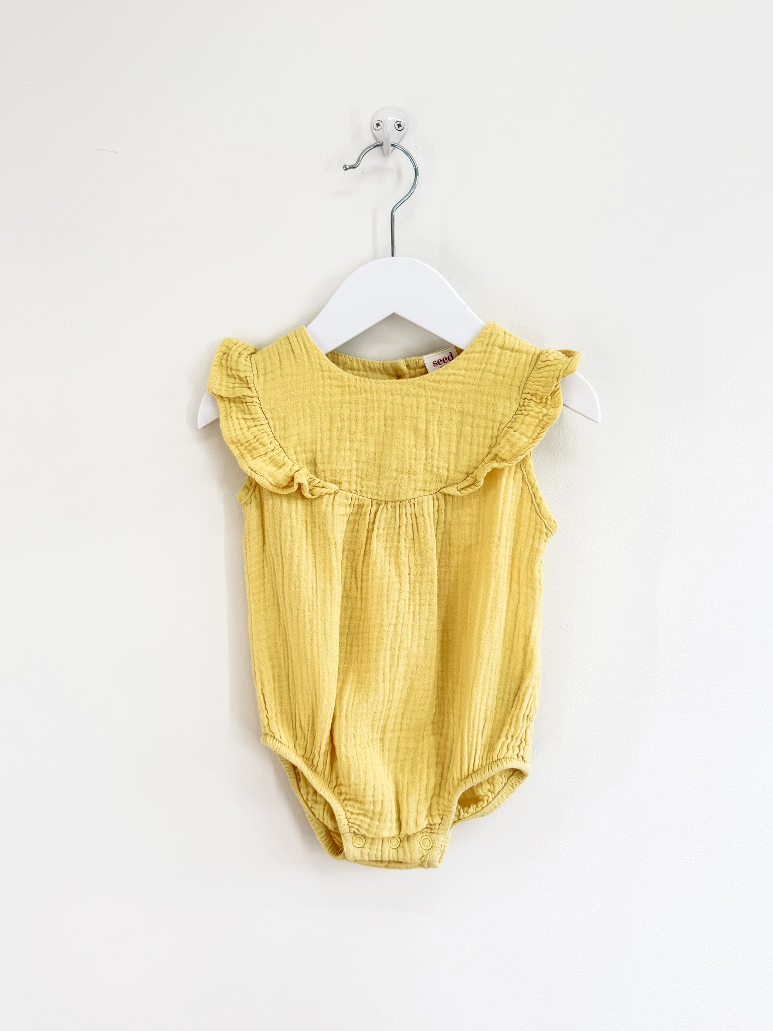 Seed lemon muslin romper (3-6m)
