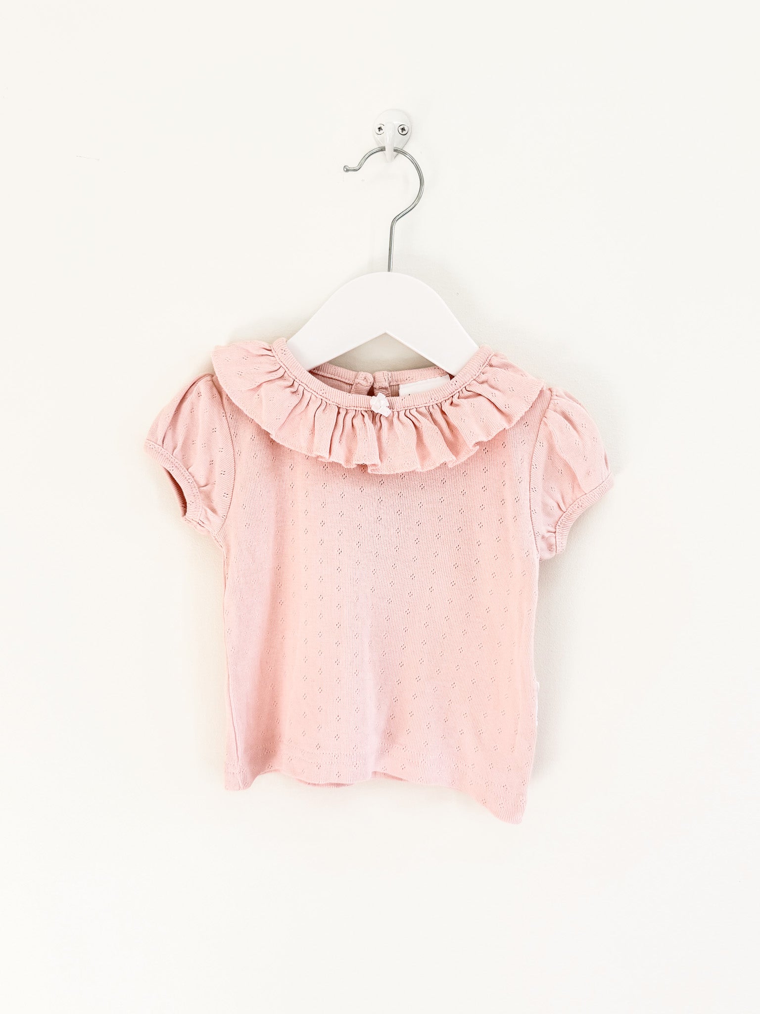Aster & Oak organic pointelle frill collar tee (6-12m)