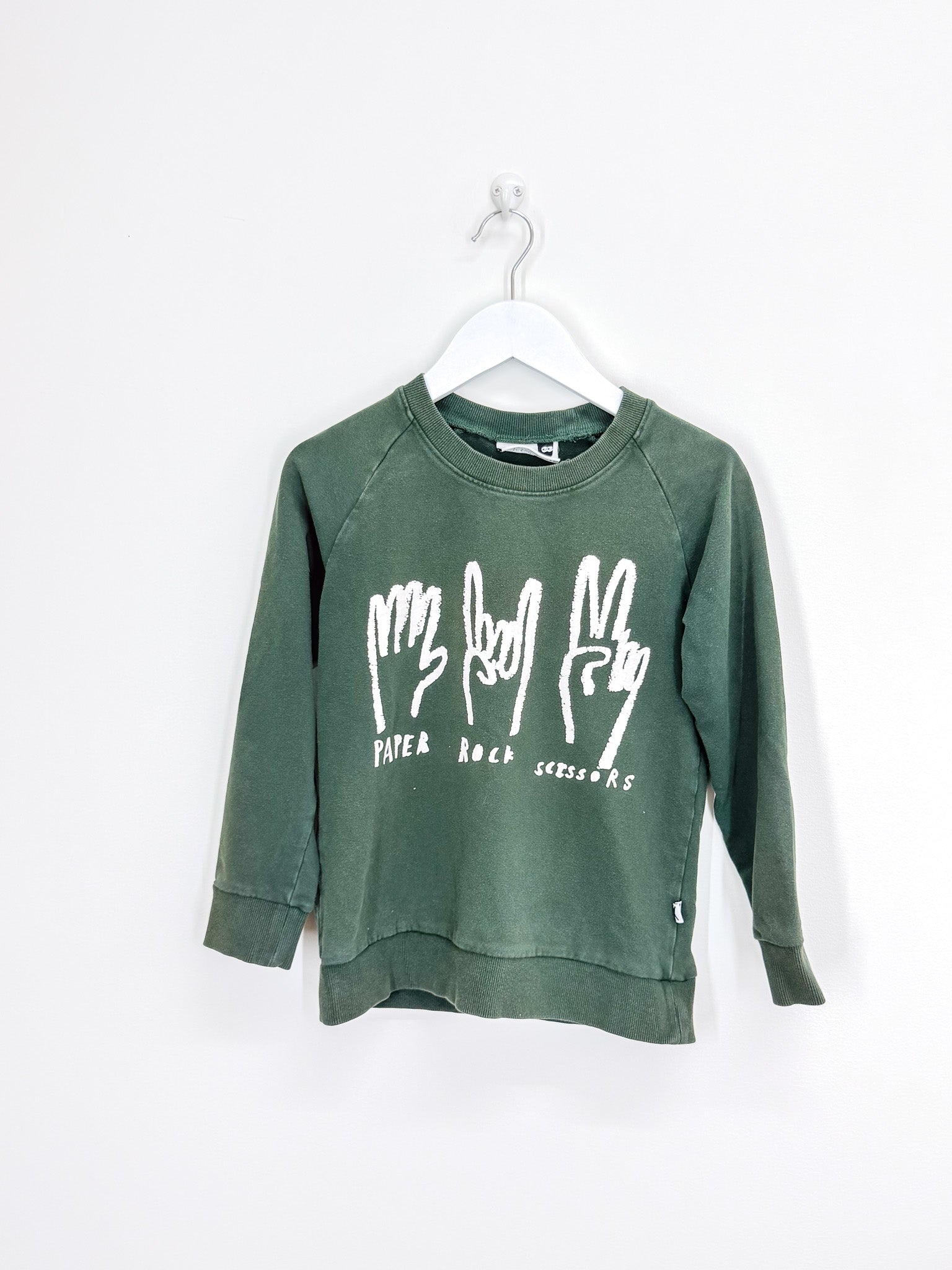 Minti paper rock scissors furry crew sweatshirt (7y)