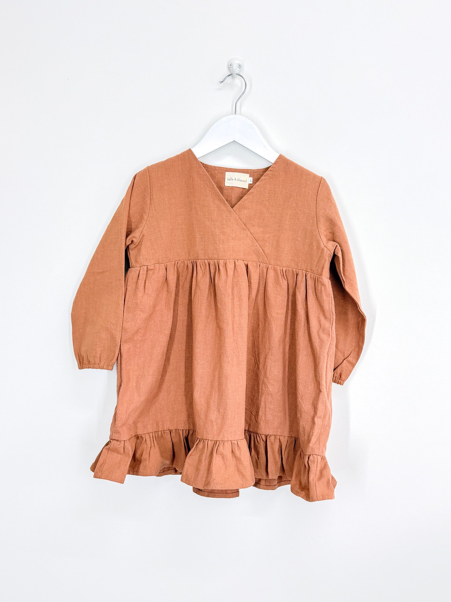 Belle & Blessed linen ruffle dress (5y)