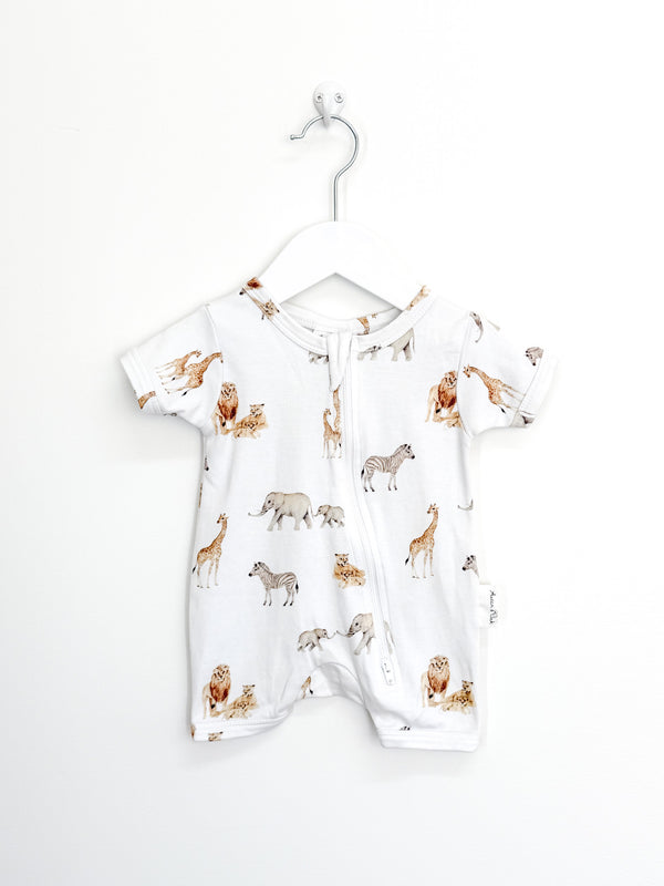 Aster & Oak organic savanna zip romper (0-3m)
