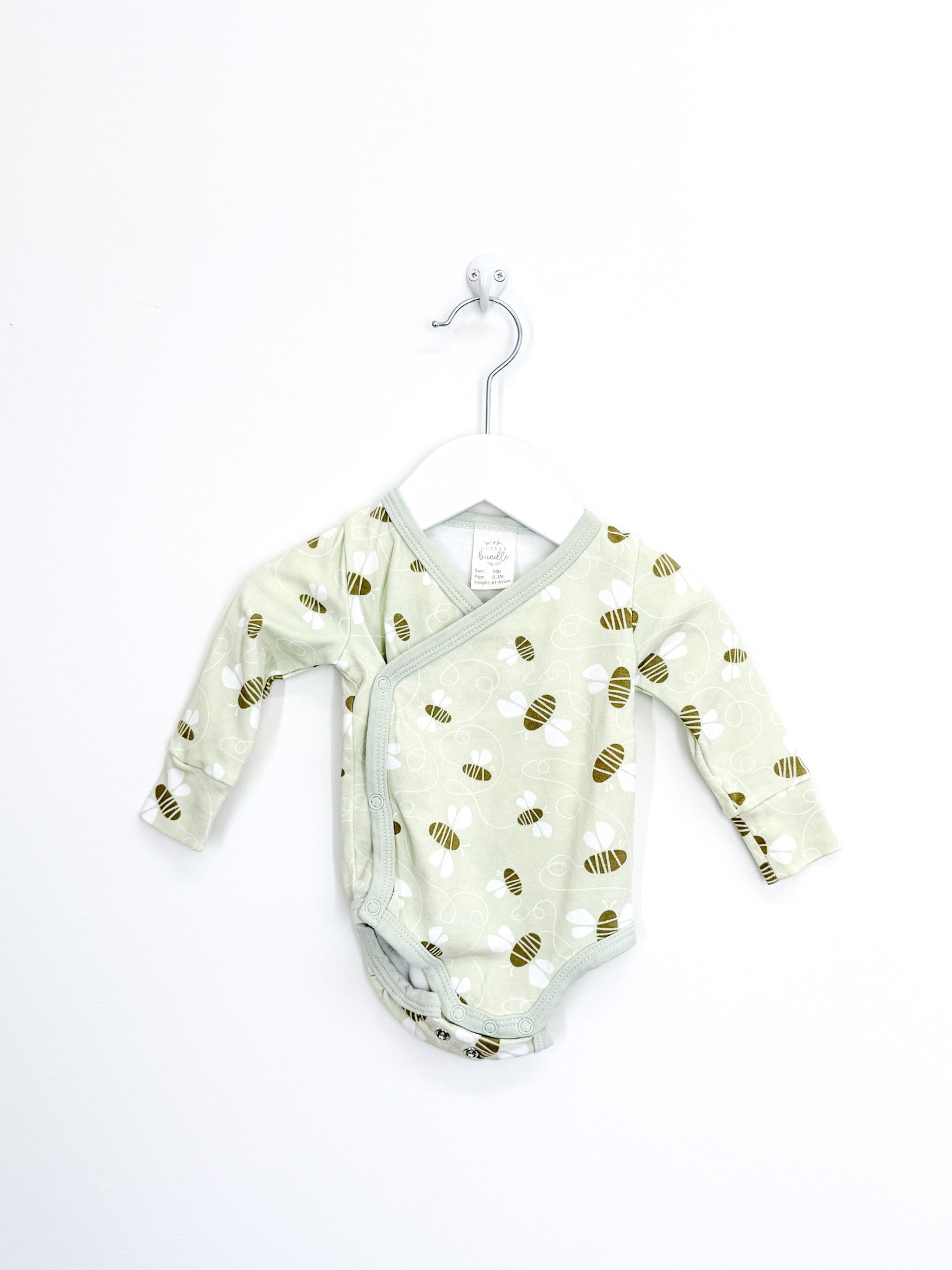 Little Bundle long sleeve kimono bodysuit - bees (0-3m)