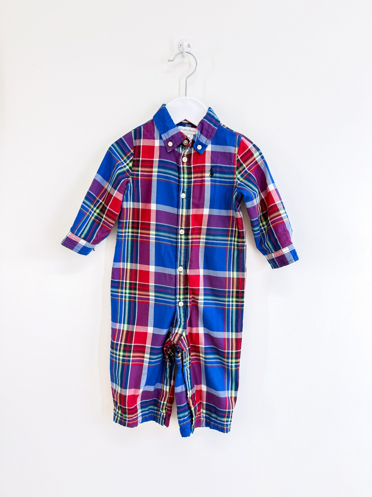 Ralph Lauren polo plaid coveralls (9m)