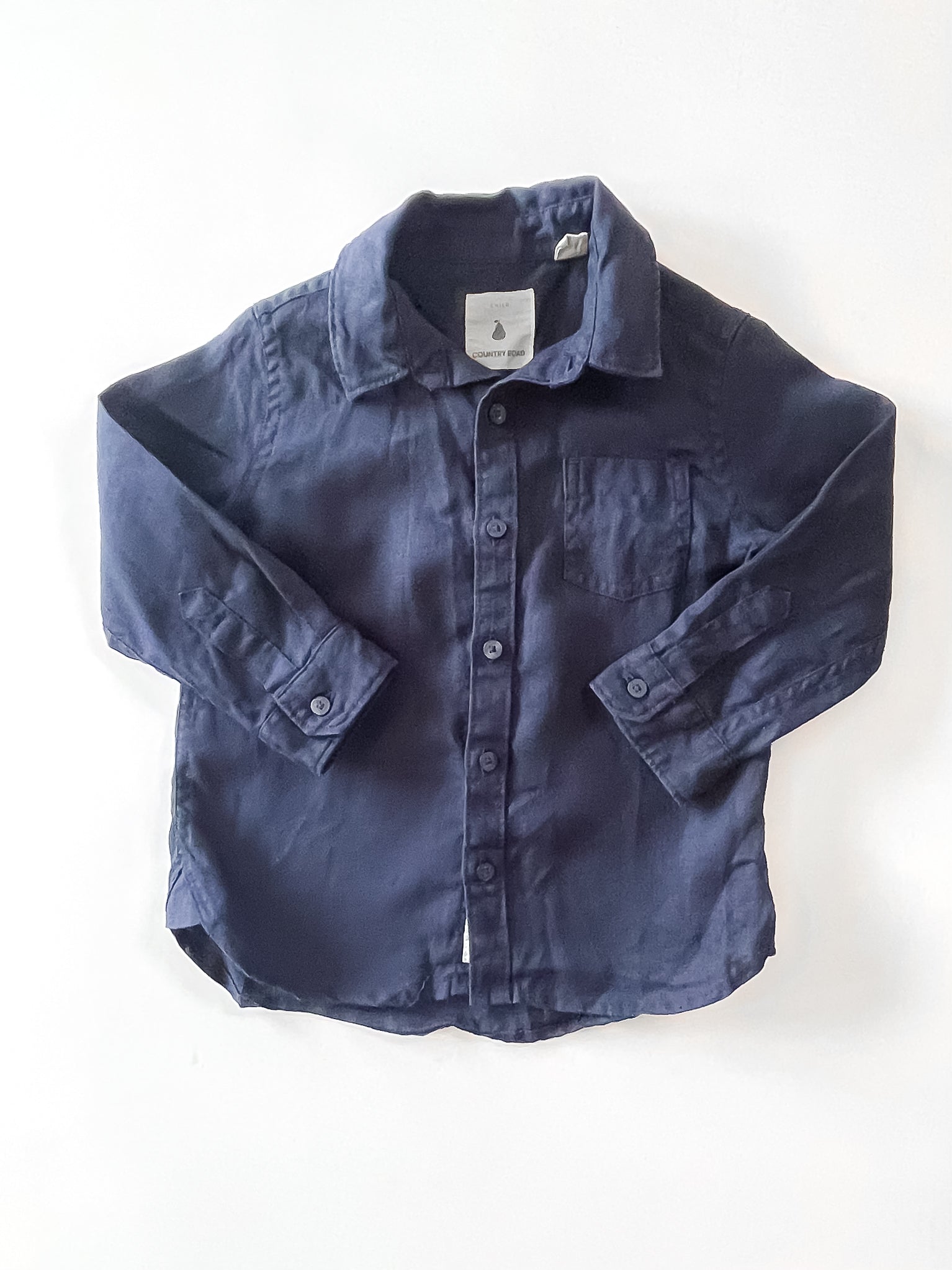 Country Road organic pure linen shirt - navy (2y)