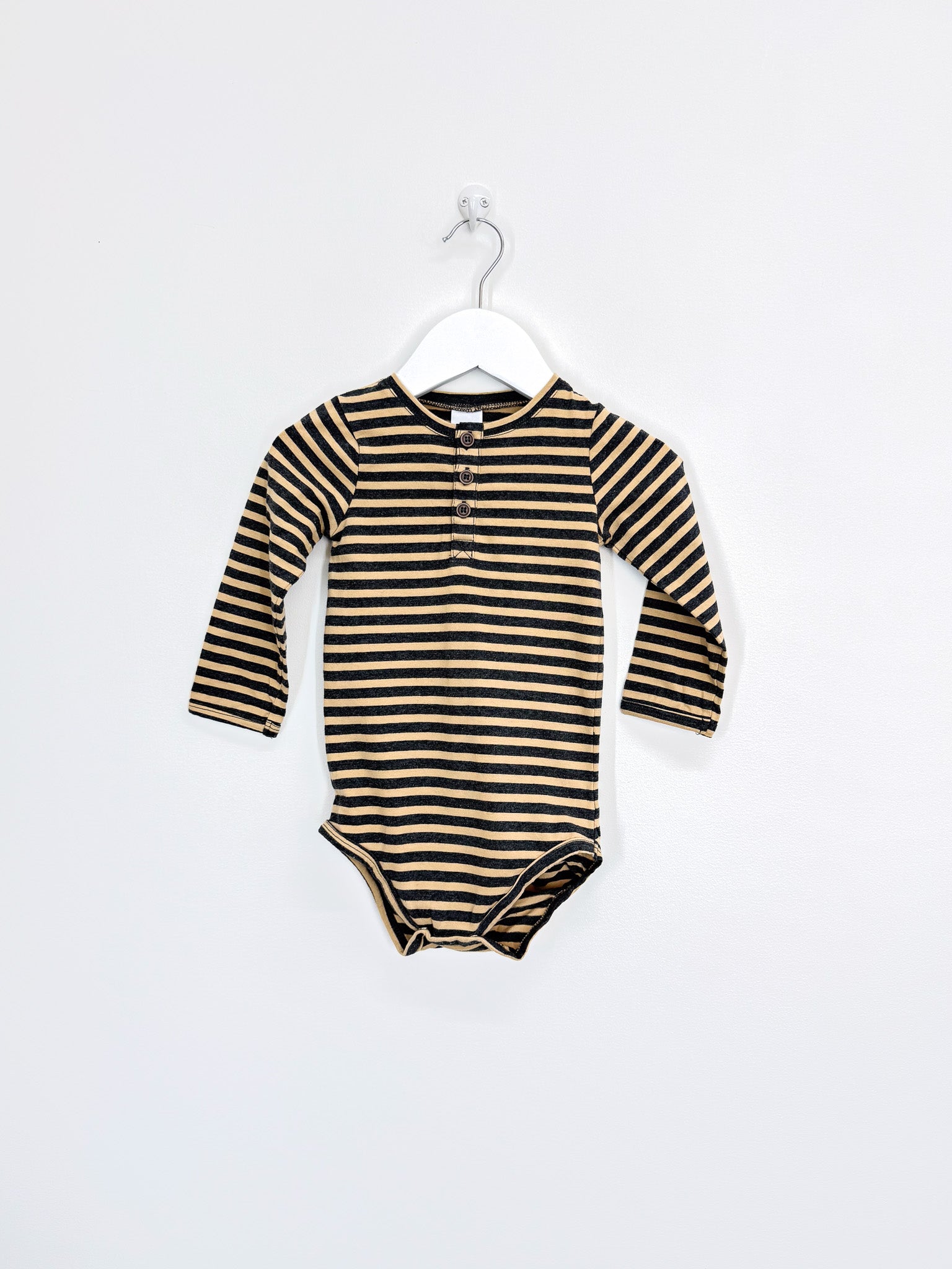Teeny Weeny long sleeve striped henley bodysuit (12-18m)