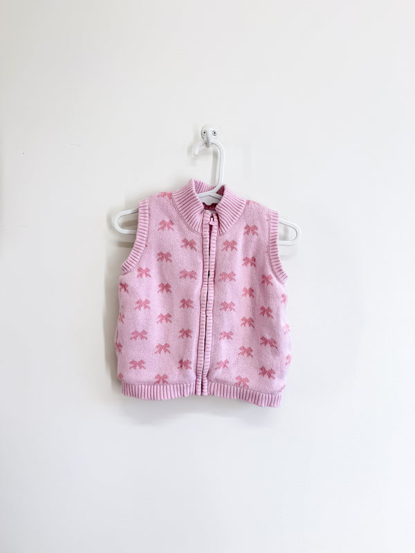Teeny Weeny sherpa lined knit vest jacket - bows (12-18m)